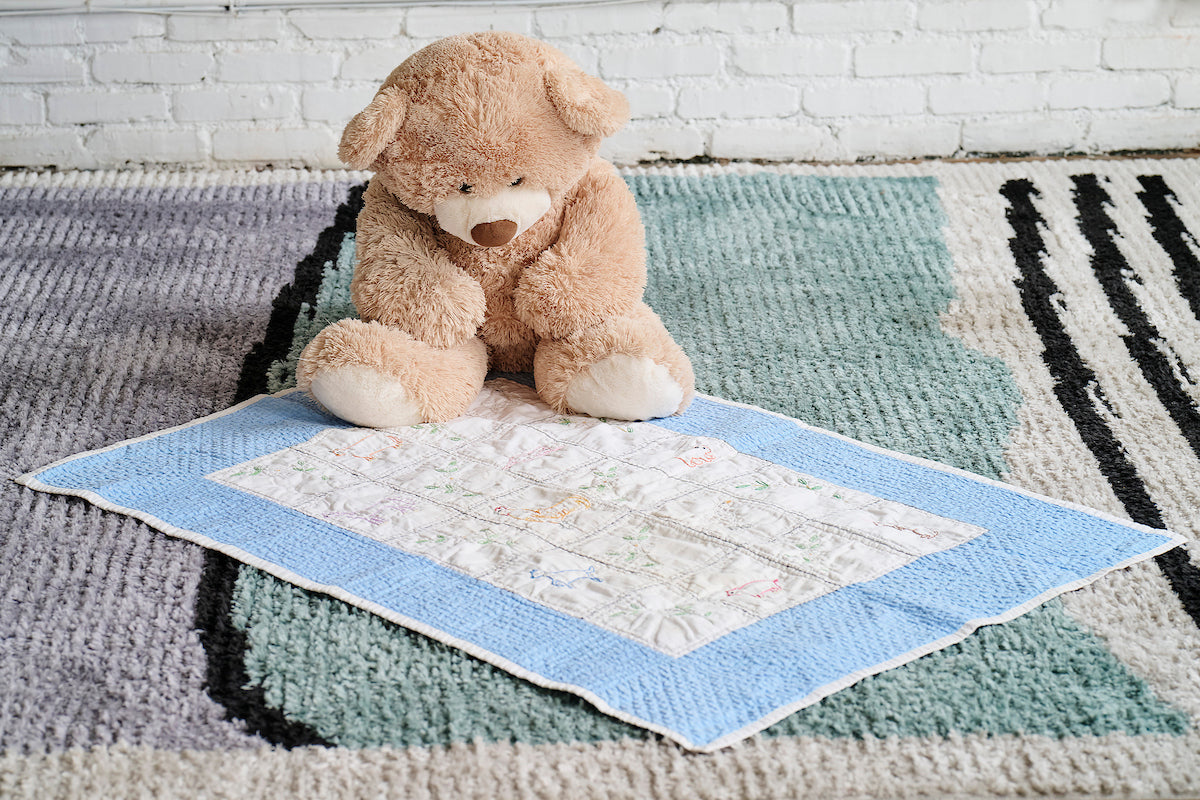 Baby Quilt (Embroidery with Blue Border)