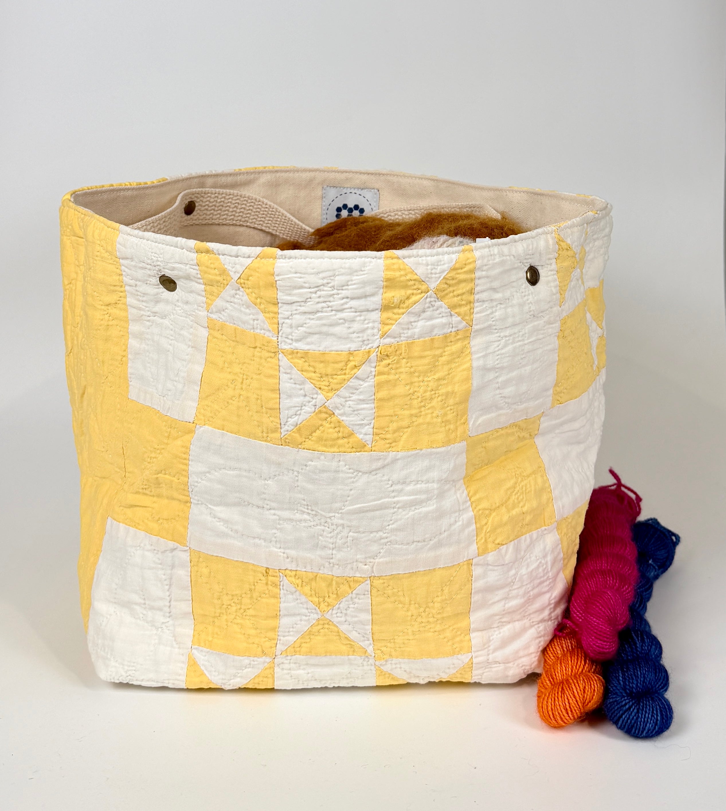 Quilt Bin (Yellow Ohio Star)