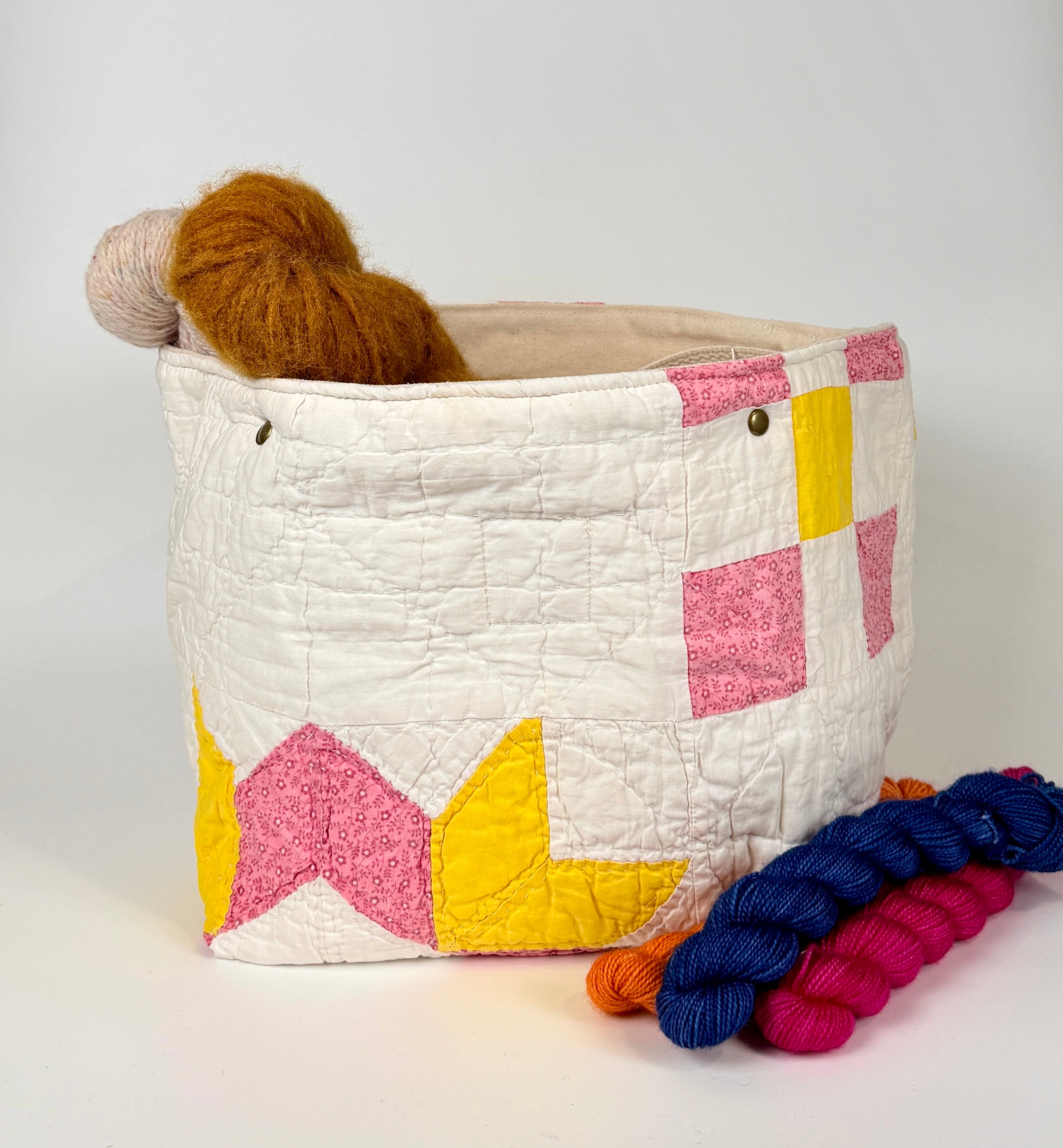 Quilt Bin (Double Pink & Yellow Bursting Star)