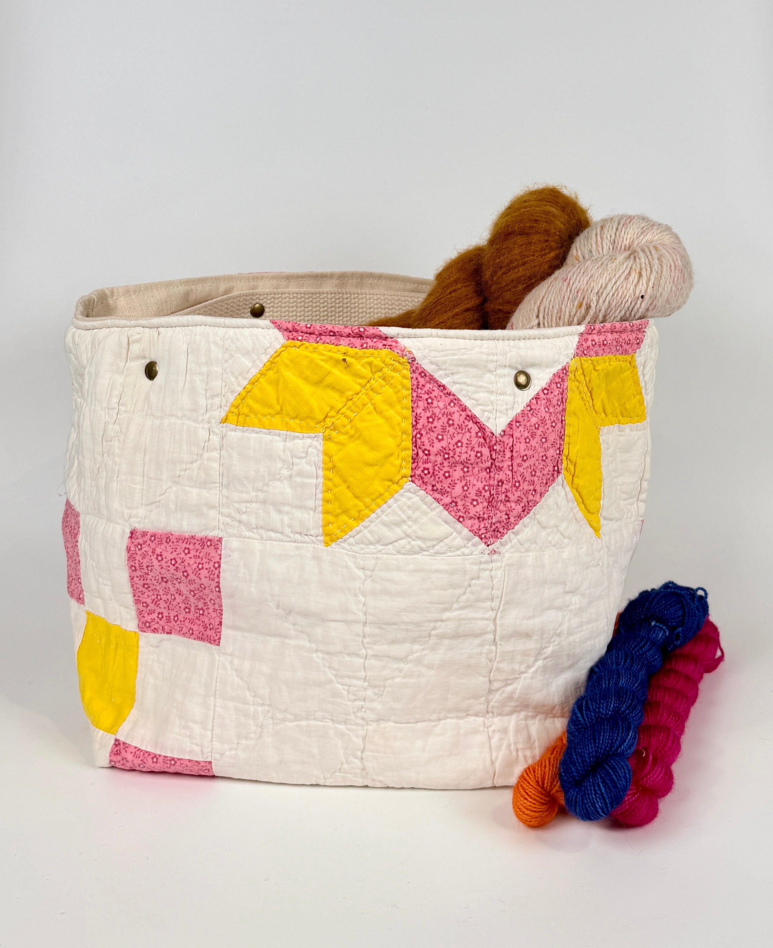 Quilt Bin (Double Pink & Yellow Bursting Star)