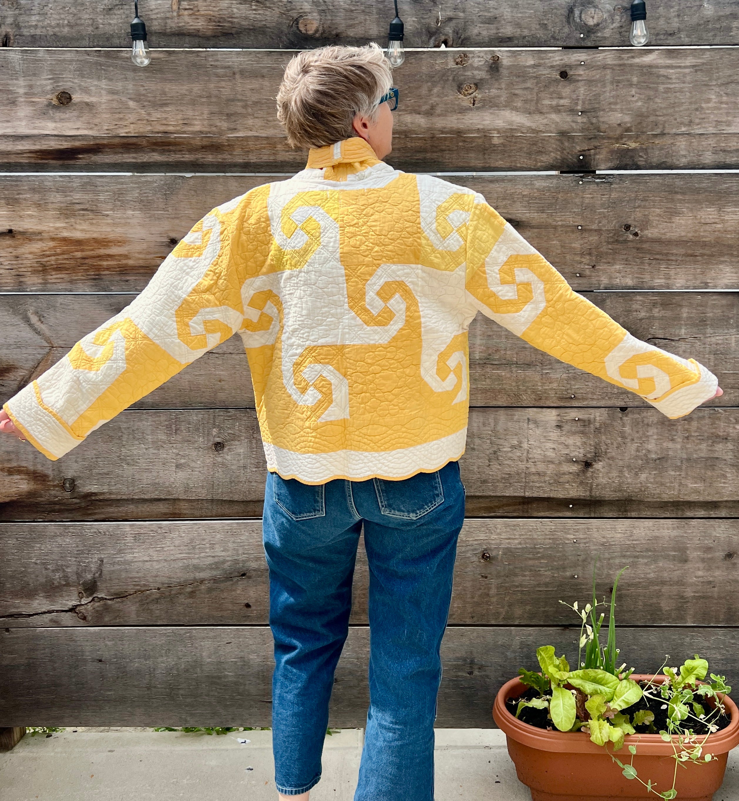 Shawl Collared Quilt Jacket (Yellow Snail's Trail)