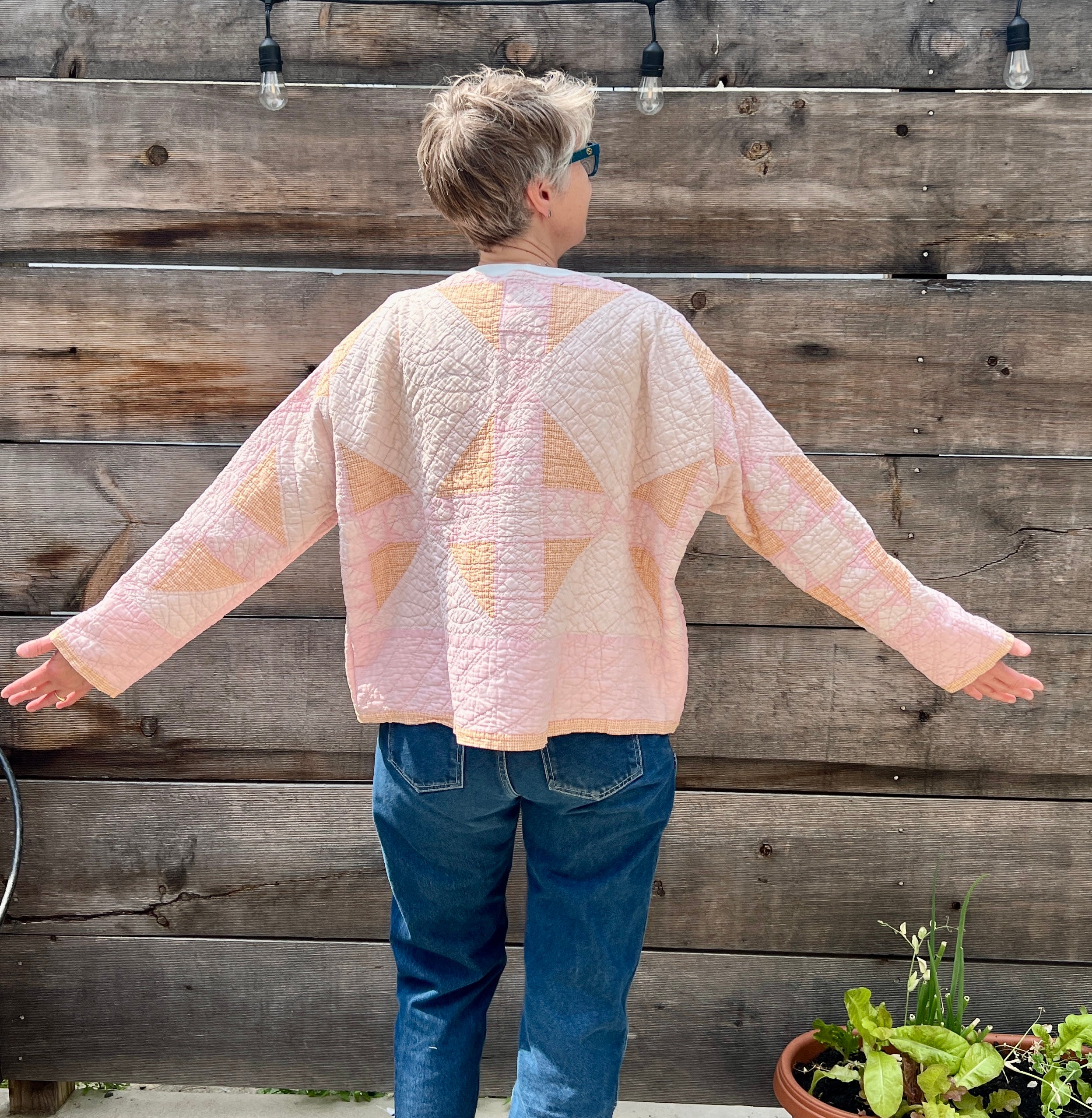 Popover (Pink & Orange Gingham Flying Geese)