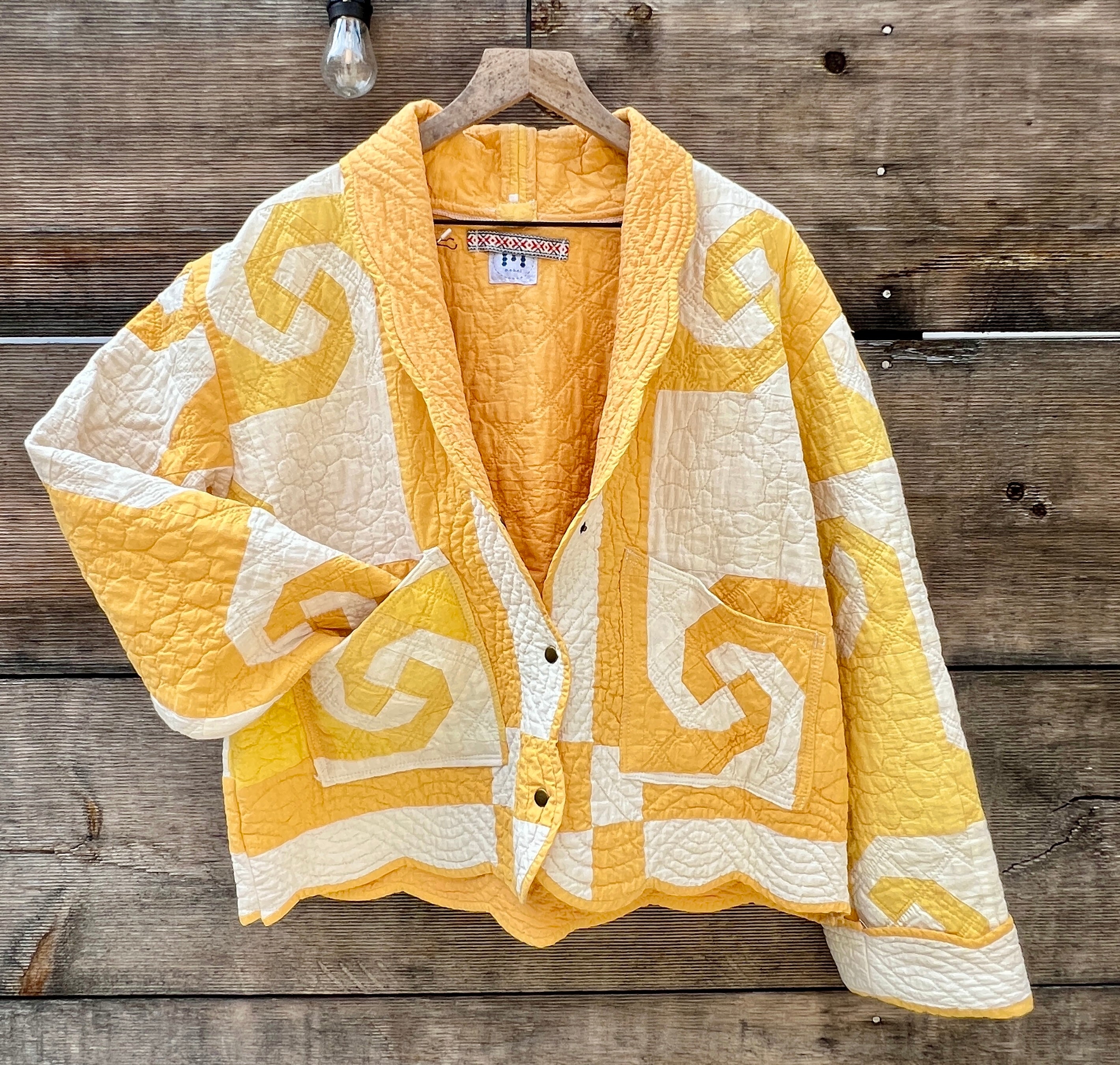 Shawl Collared Quilt Jacket (Yellow Snail's Trail)