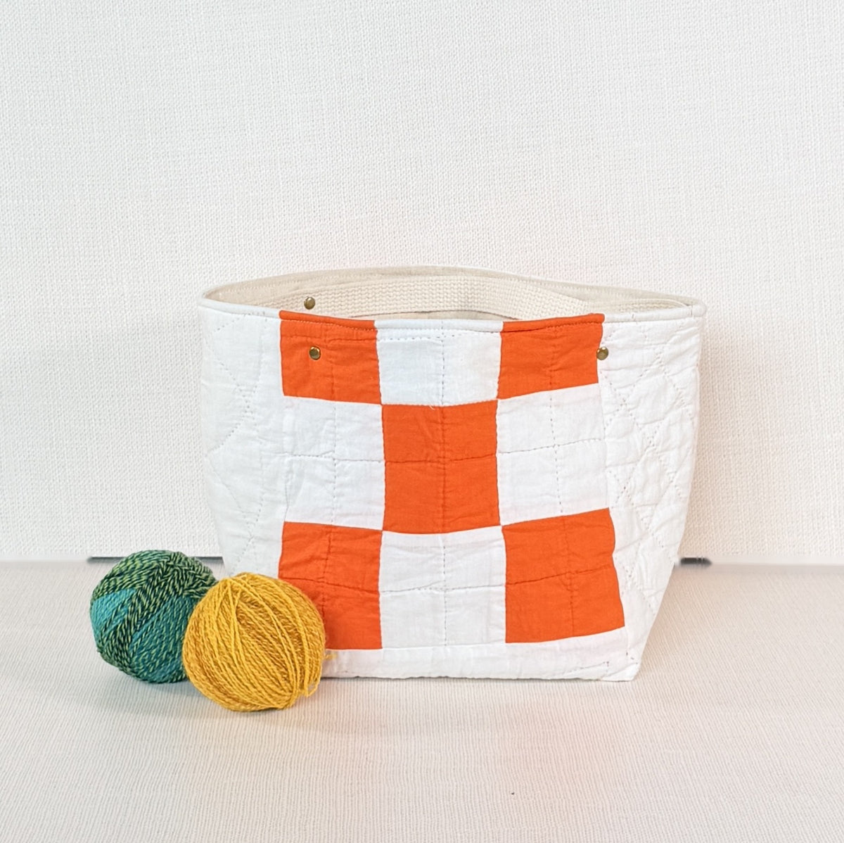 Quilt Bin (Orange 9 Patch)
