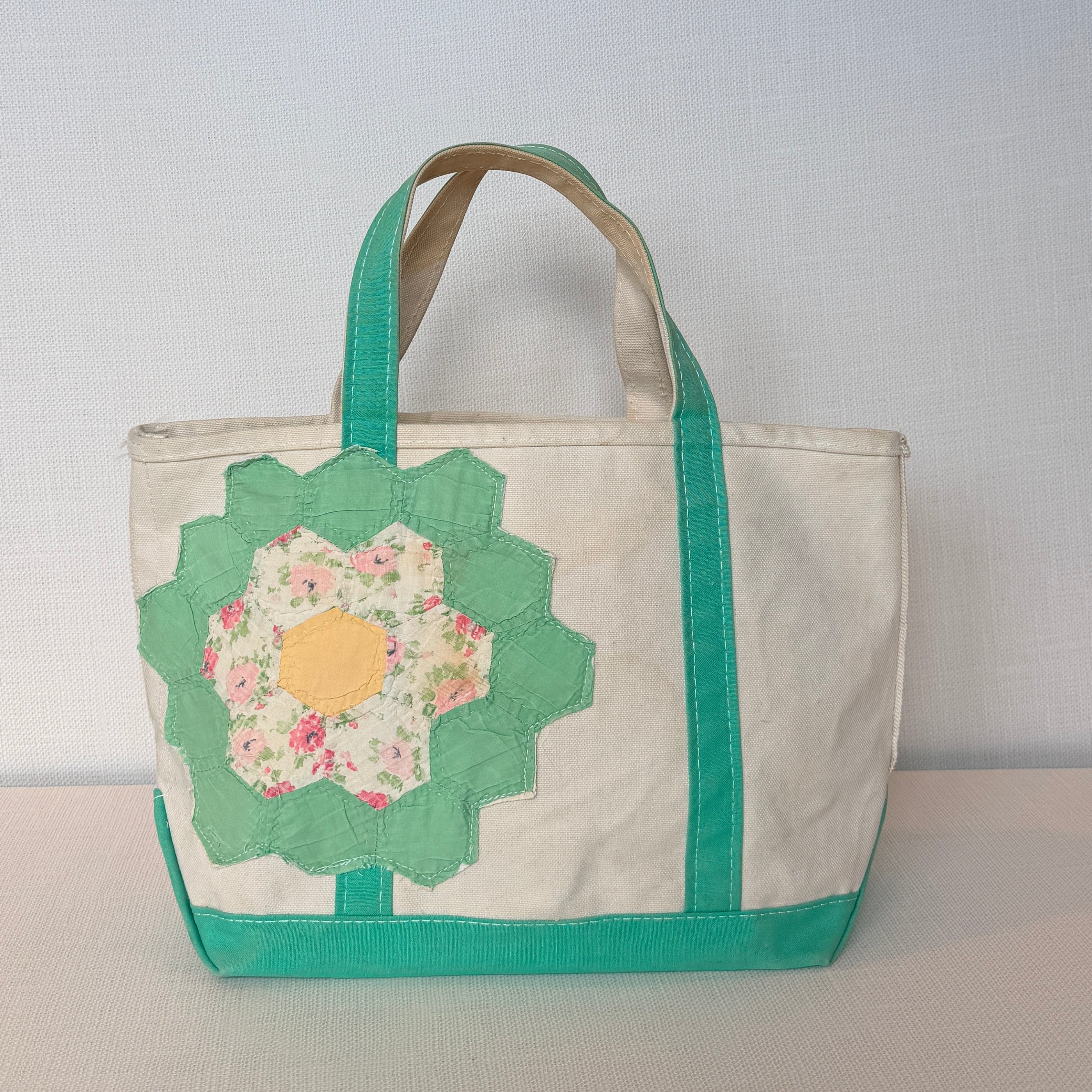 Salvaged Tote Medium (Short Mint Green Handles)