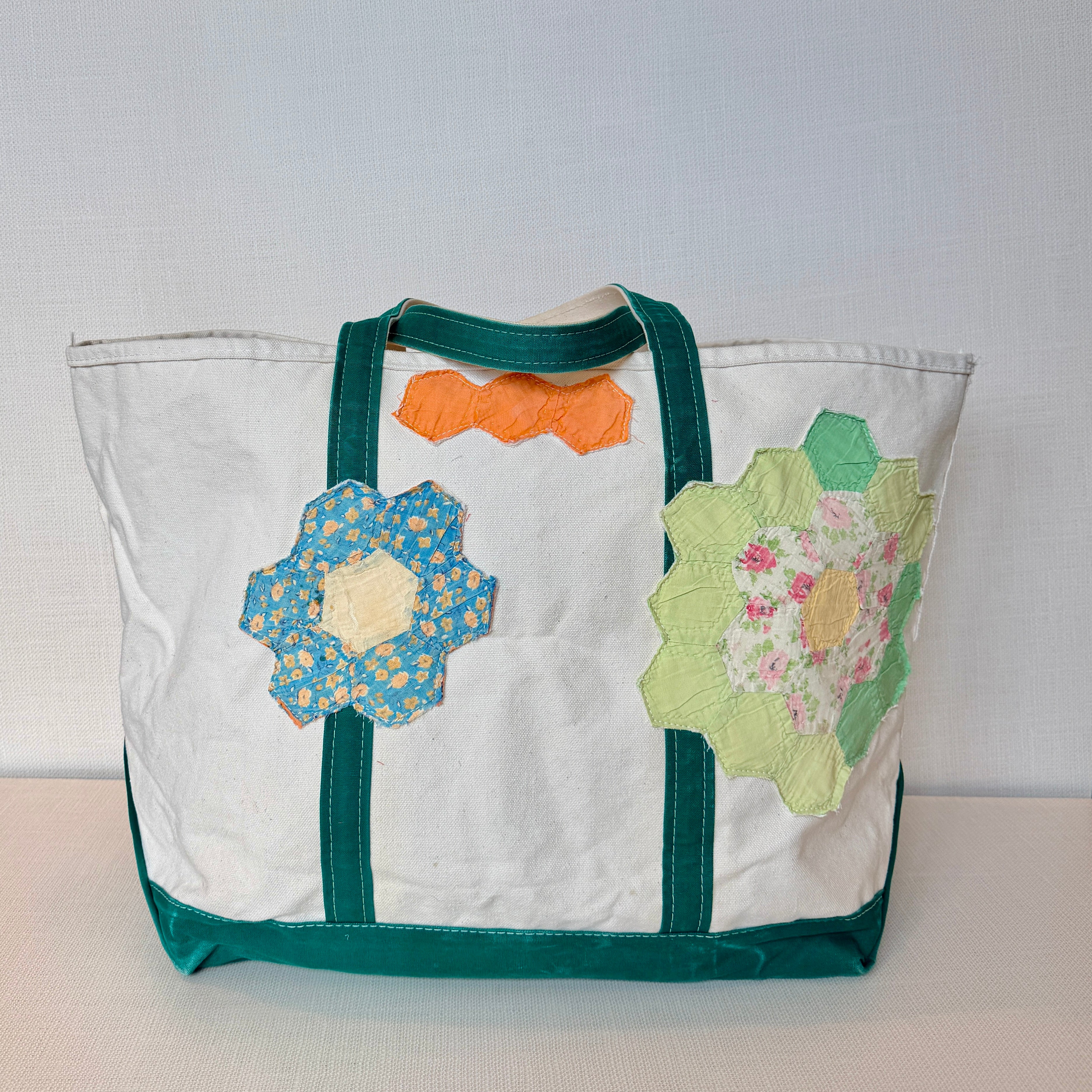 Salvaged Tote XL (Long Green Handles)