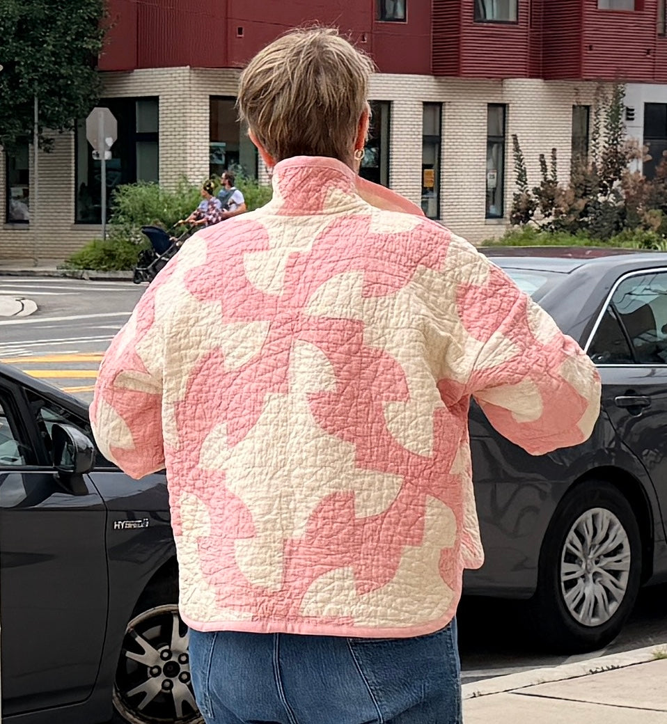 Stadium Jacket (S/M) (Pink Drunkard's Path)