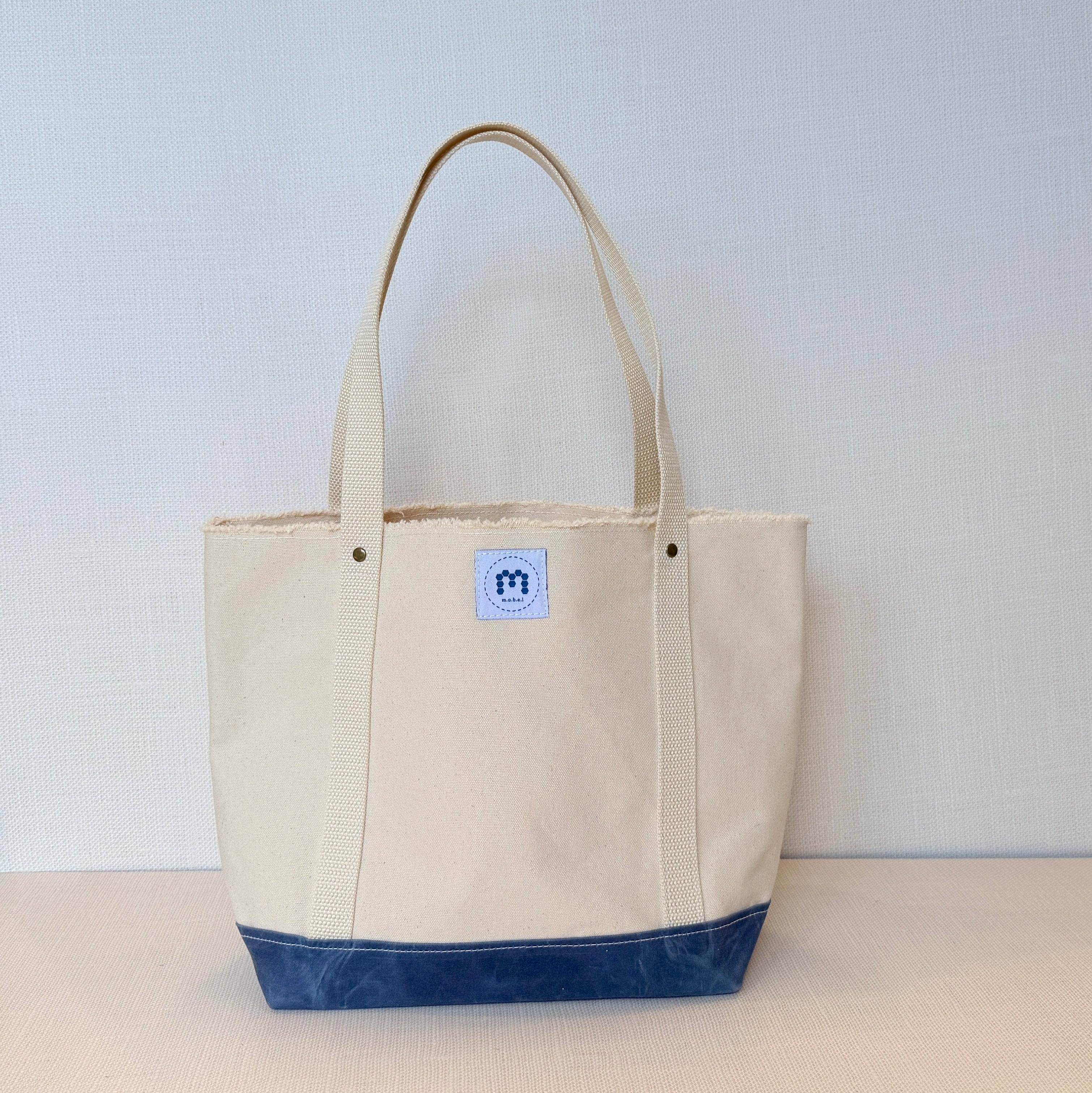 The Skipper Pocket Tote (Blue Canvas Pink Bunny)