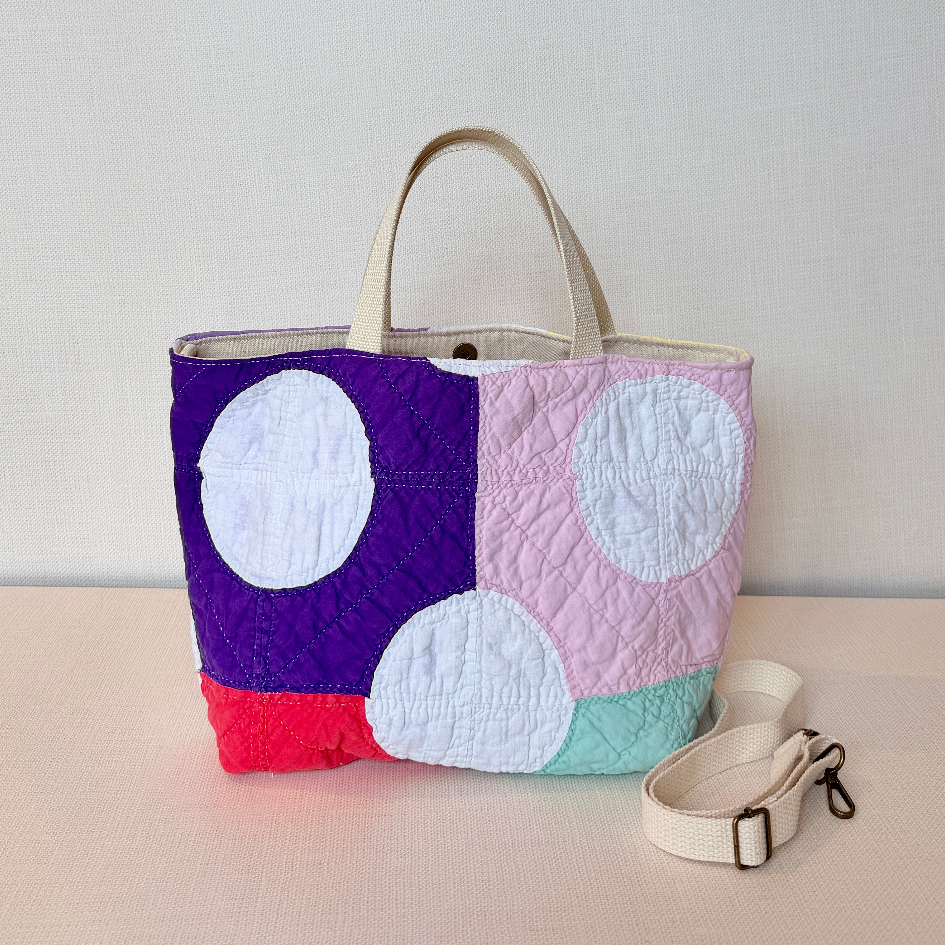Studio Tote (Bright Circles (Dark Purple & Yellow))