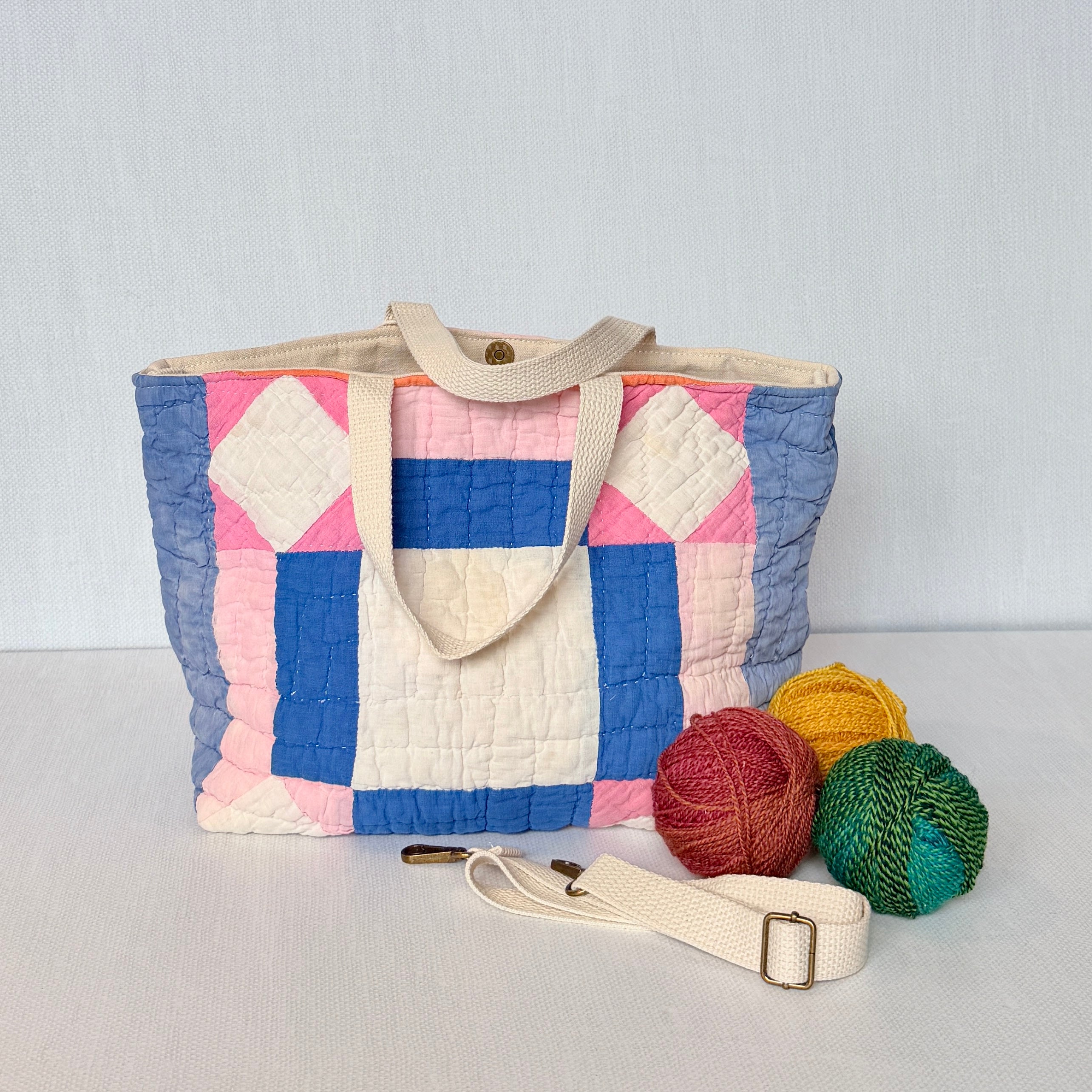Studio Tote (Pink & Blue Square in a Square)