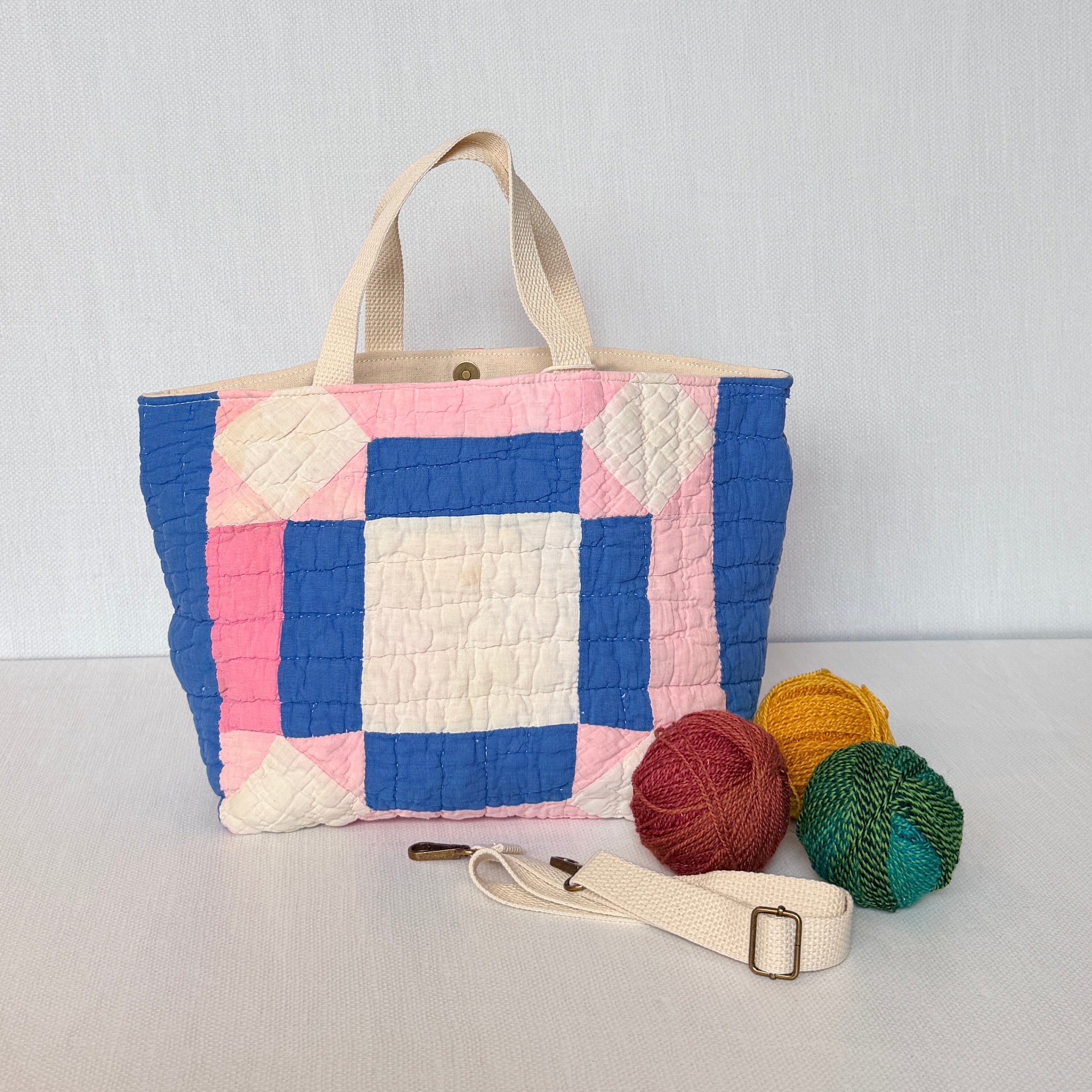 Studio Tote (Pink & Blue Square in a Square)