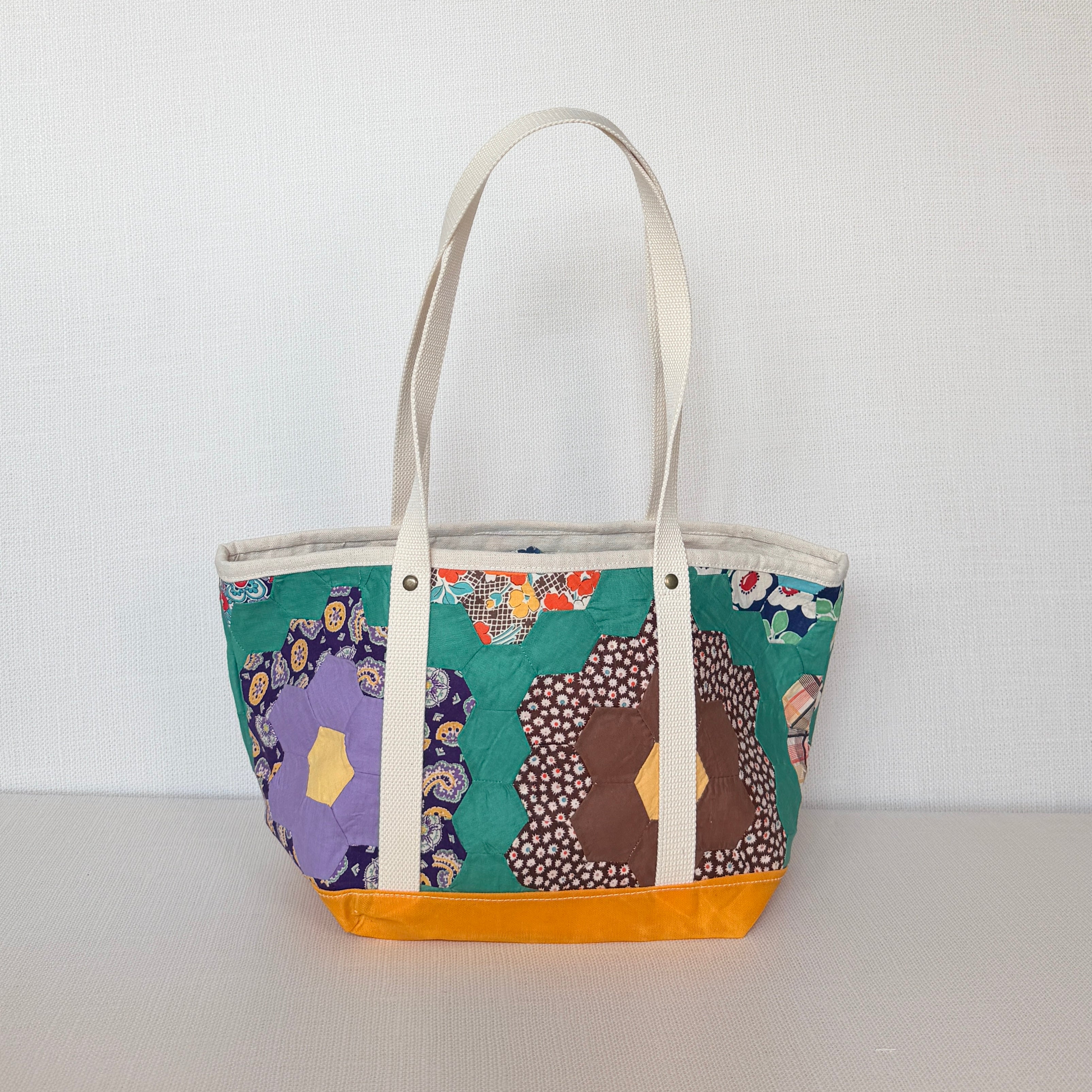 Waxed Canvas Tote Medium (Yellow Canvas with Green)