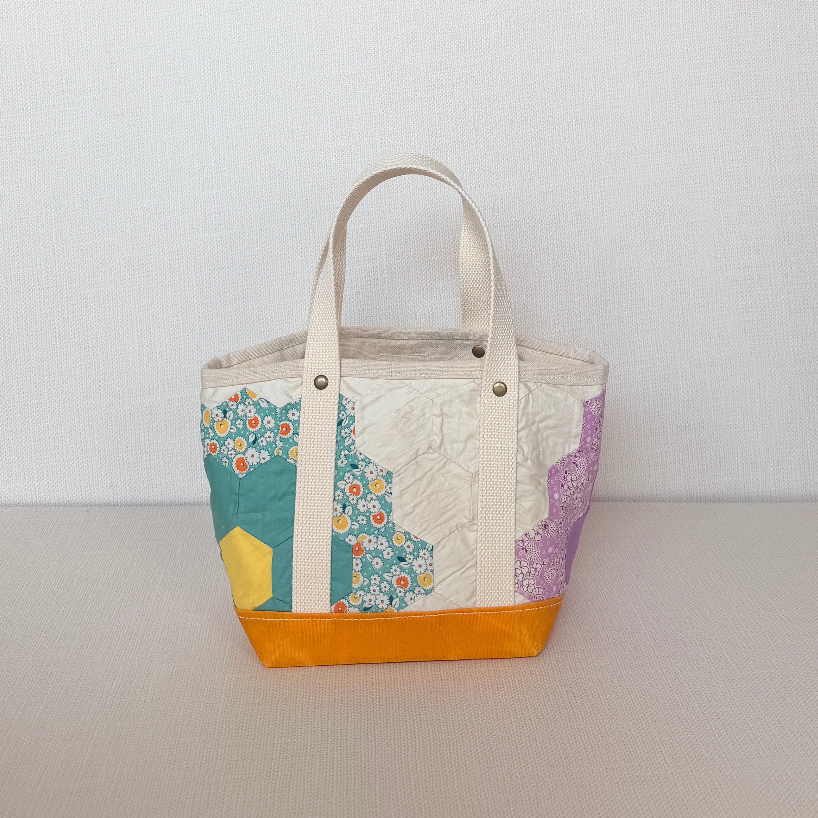 Waxed Canvas Tote-Small (Yellow Canvas with Green)