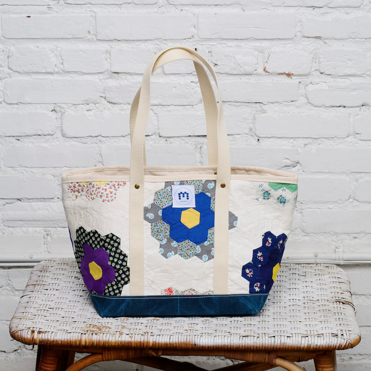 Waxed Canvas Tote Medium (Blue #1)