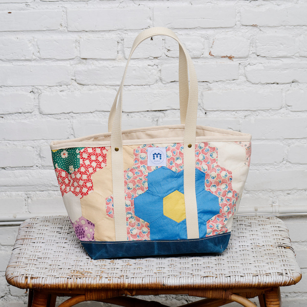 Waxed Canvas Tote Medium (Blue #8)