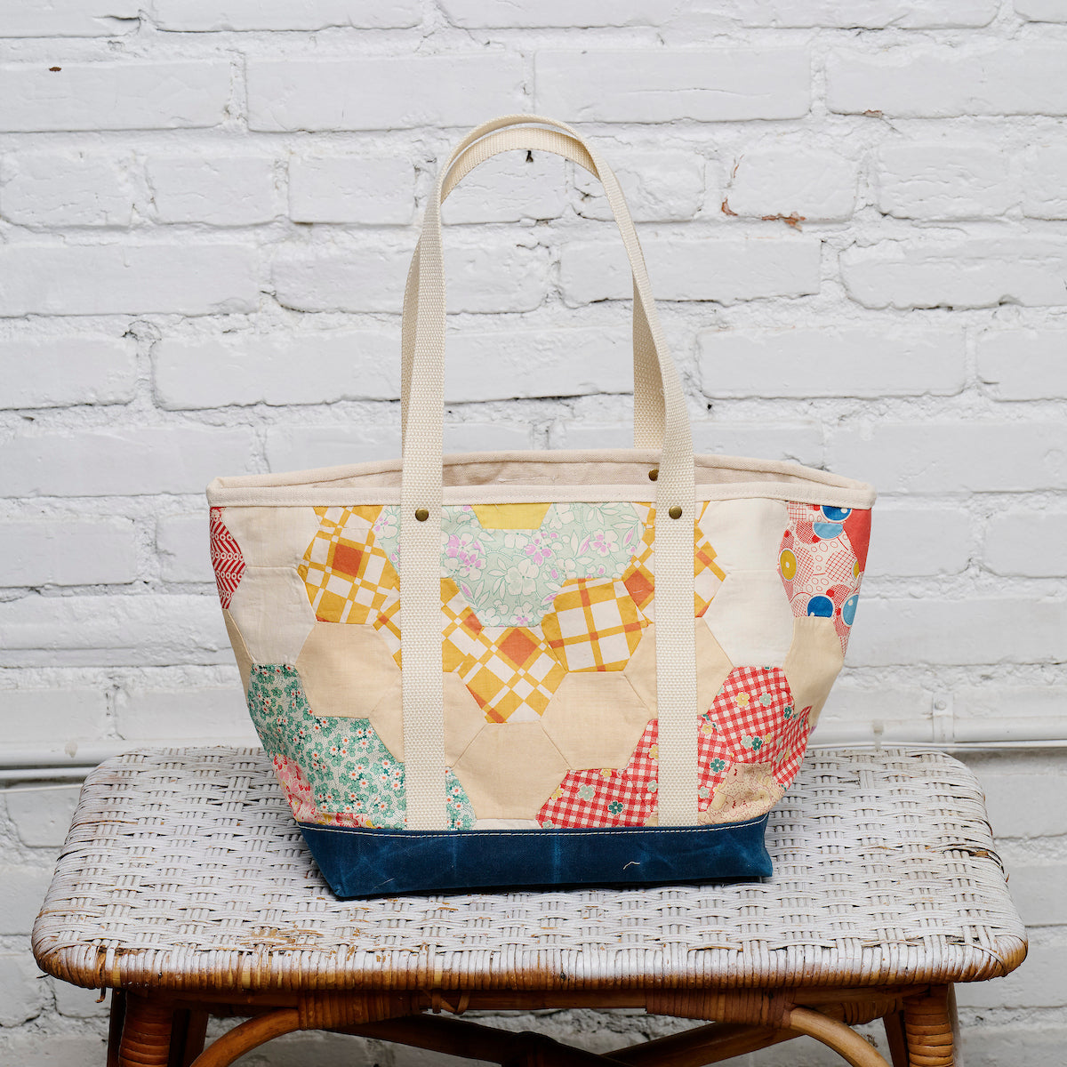 Waxed Canvas Tote Medium (Blue #8)