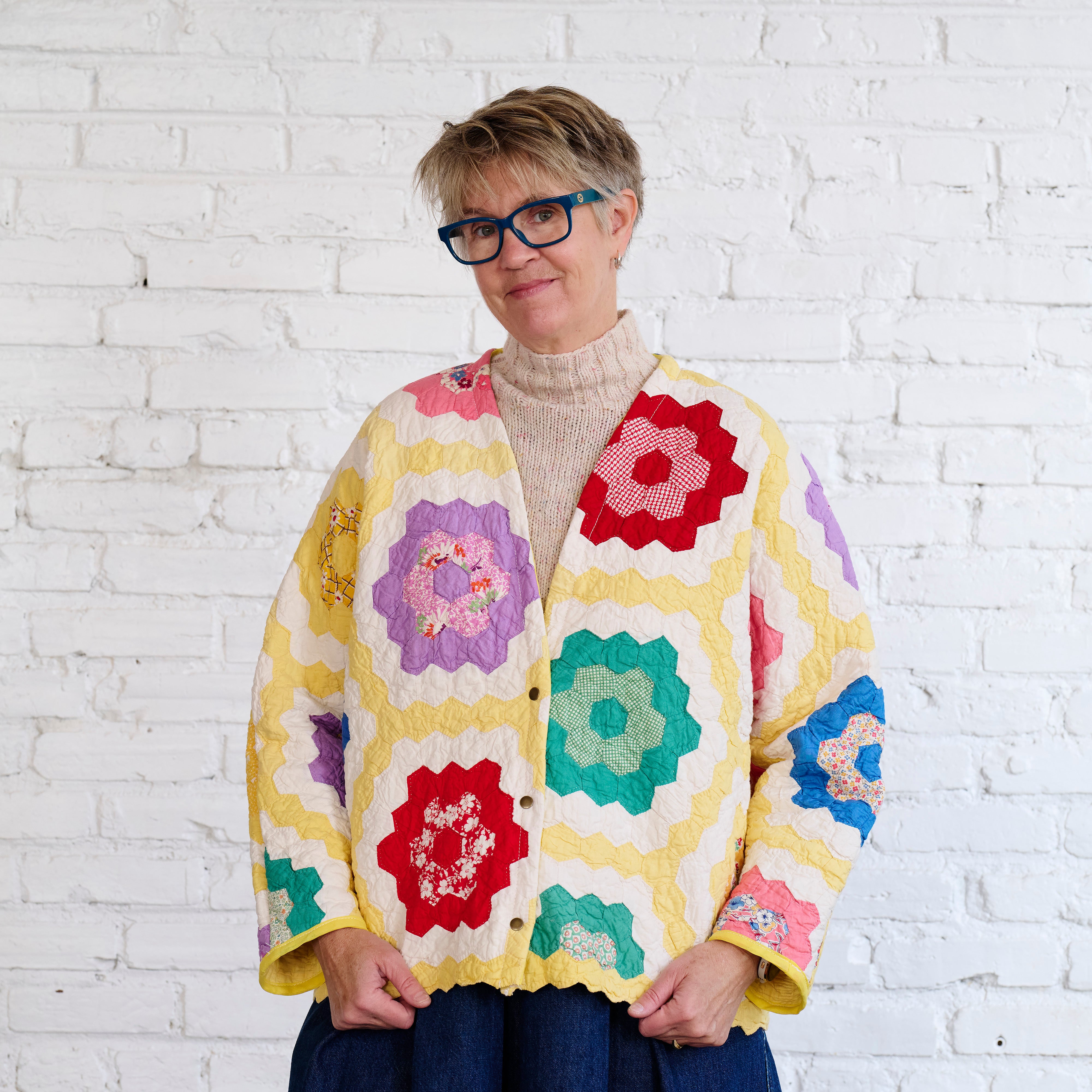 Quilt Cardi (Grandma Flower Garden with Yellow)