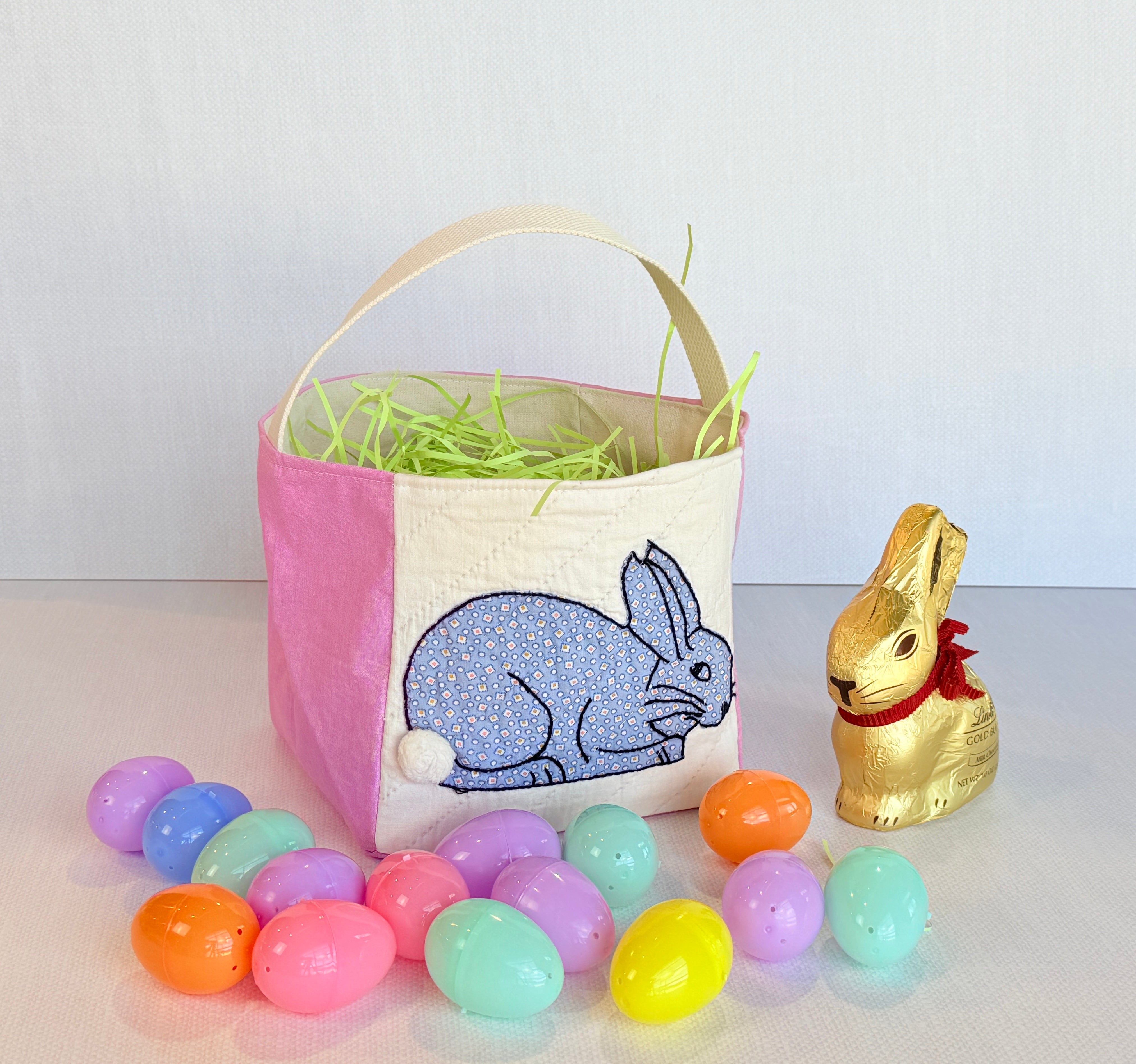 Bunny Basket (Bubblegum Pink with Blue Bunny)