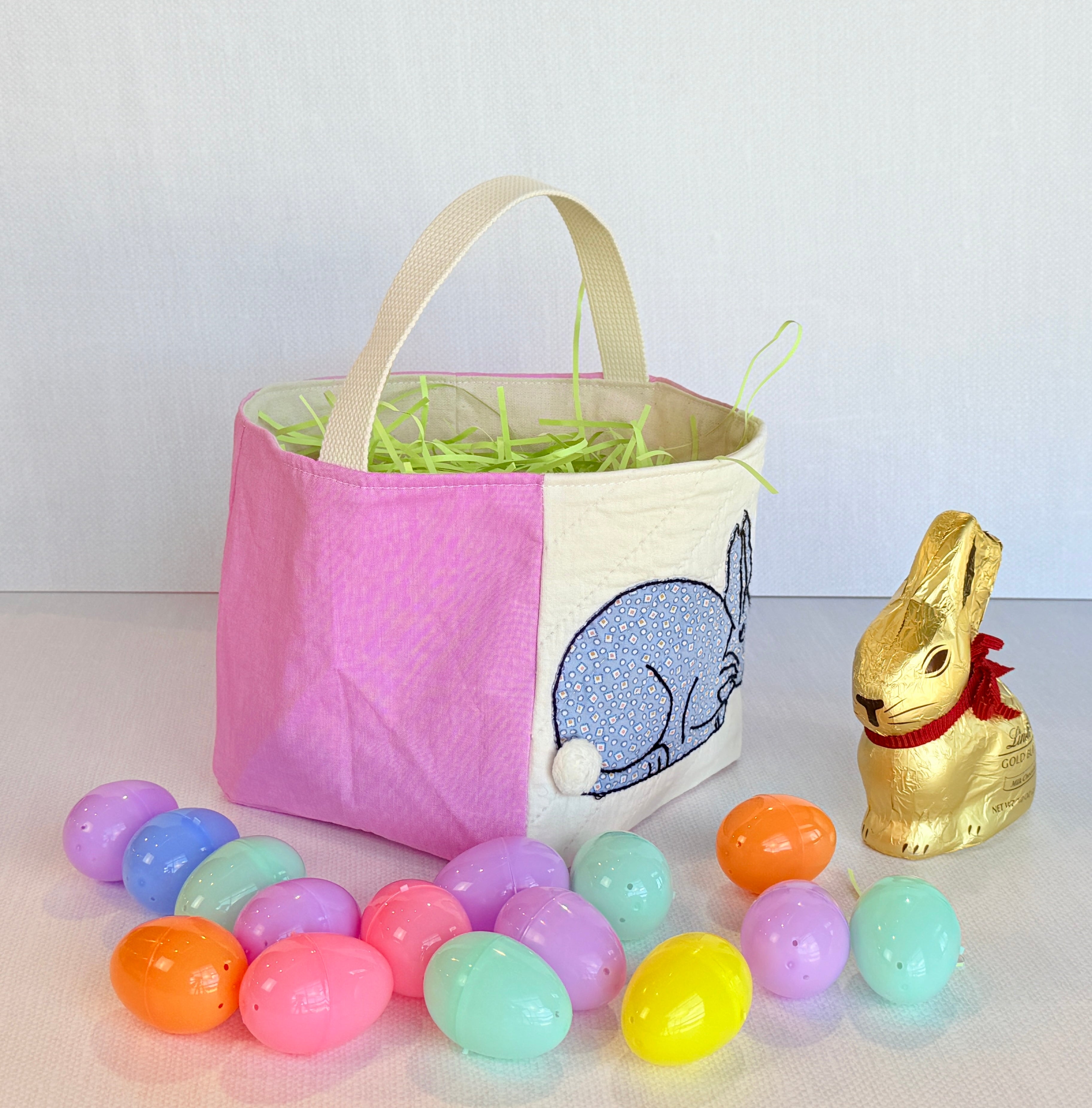 Bunny Basket (Bubblegum Pink with Blue Bunny)