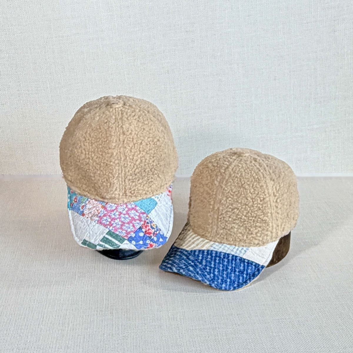 Wooly Quilt Caps (Natural with Indigo Xs)