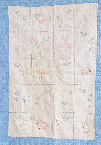 Baby Quilt (Embroidery with Blue Border)