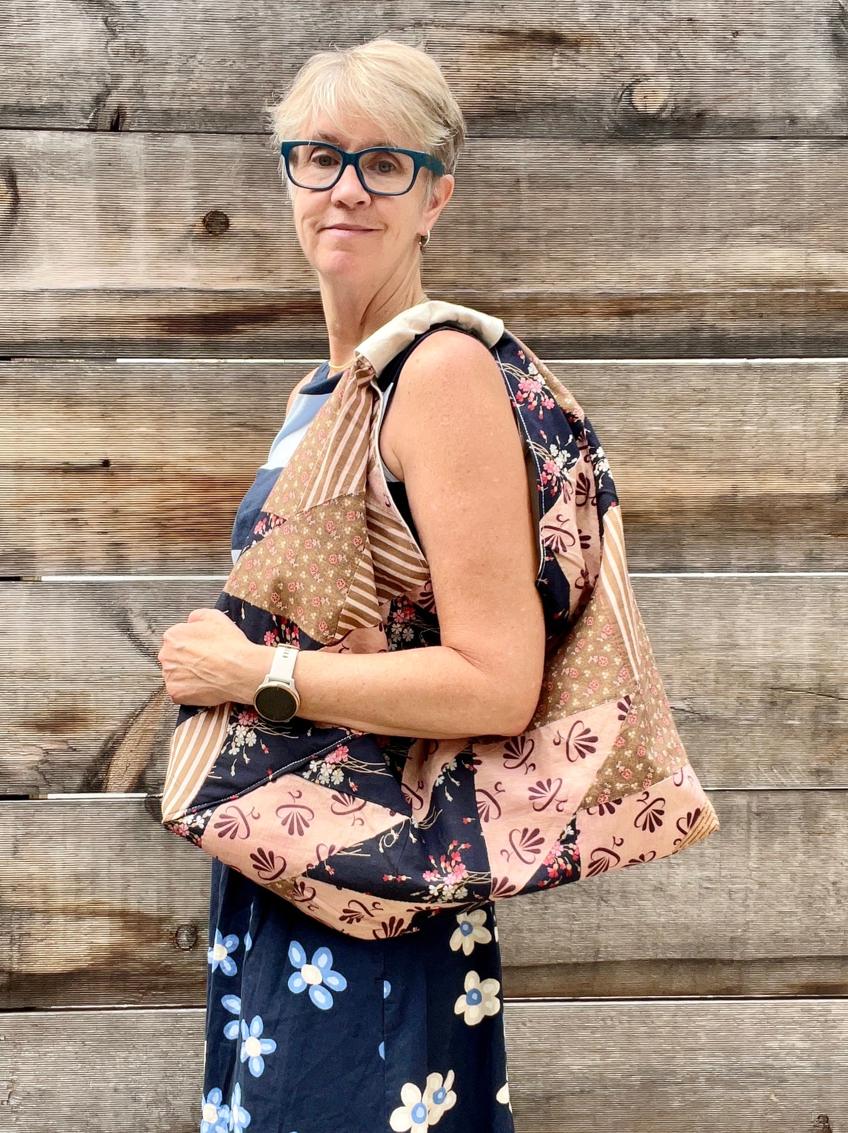 Origami Tote (Navy Flying Geese)