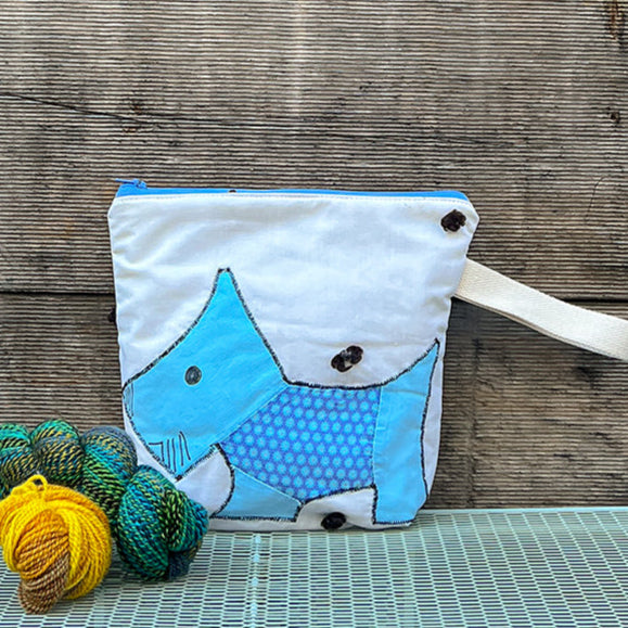 Puppy Wristlet (Light Blue with Blue Floral Sweater)