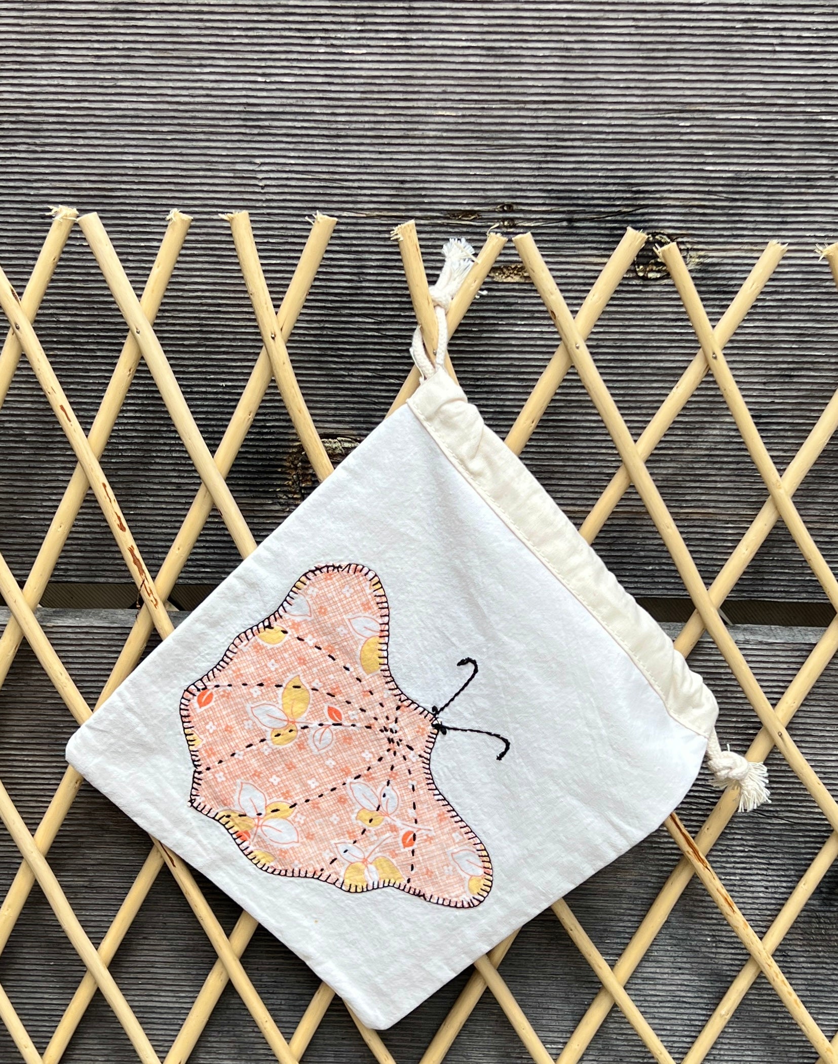 Moth Drawstring Bag (Yellow Leaves & Lt Orange Leaves)