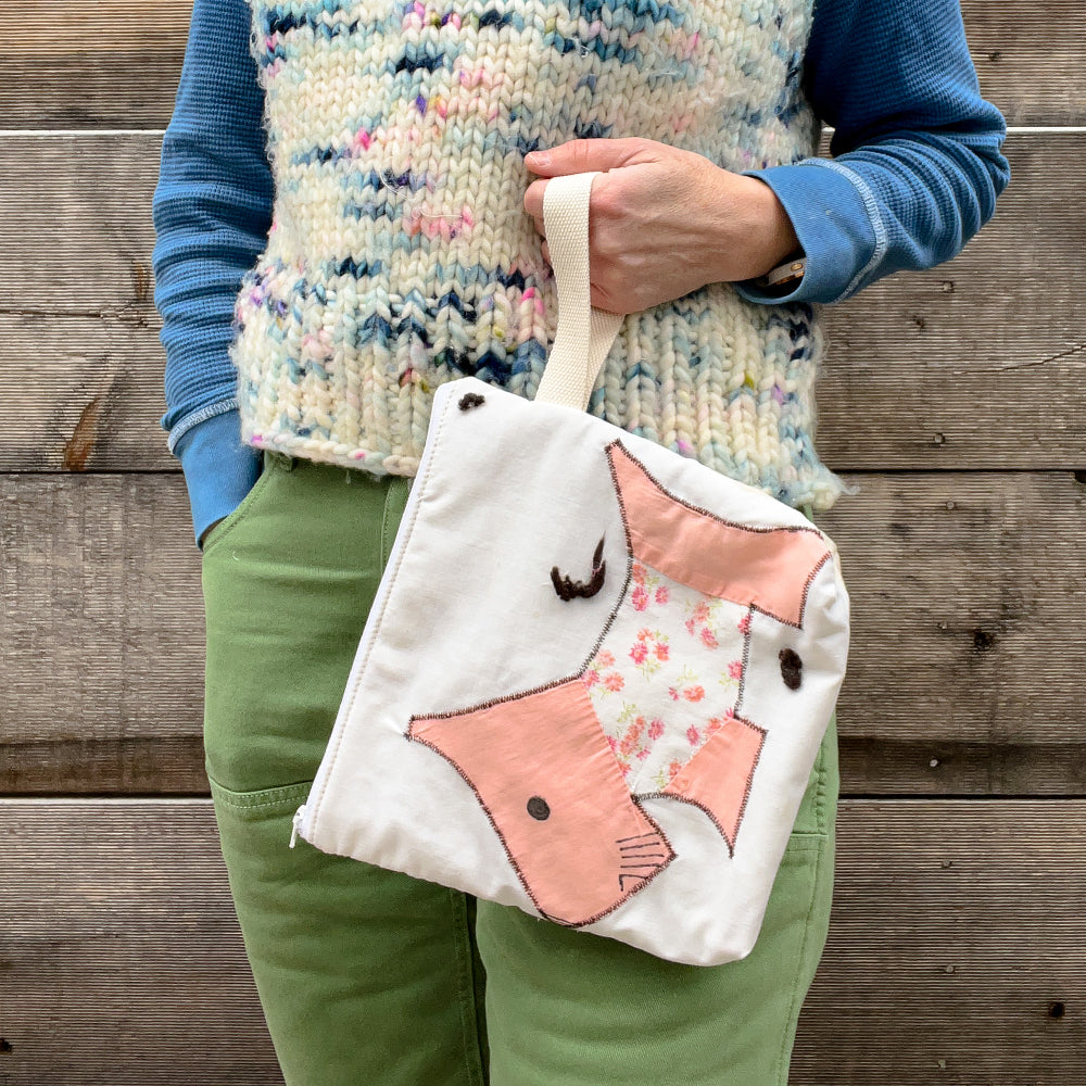 Puppy Wristlet (Peach with Peach Floral Sweater)