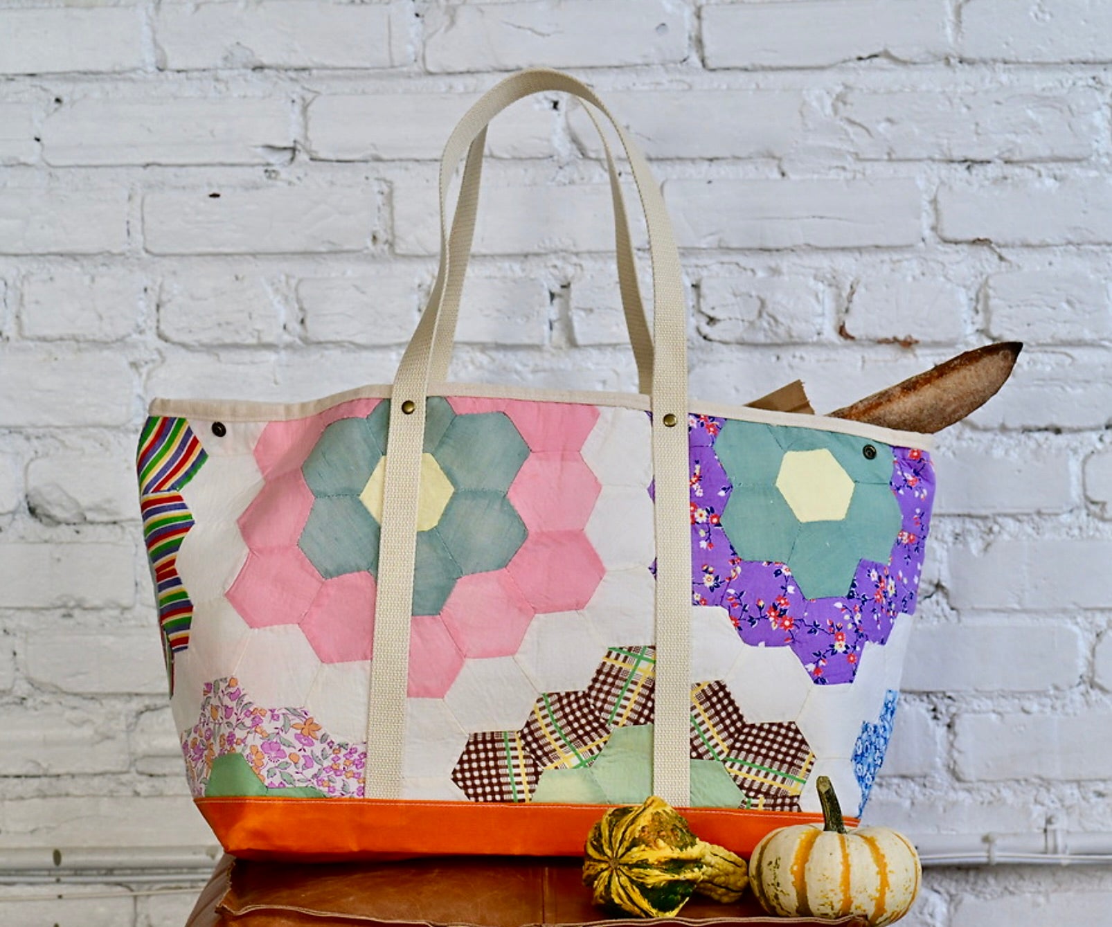 Waxed Canvas Tote Large (orange #2)