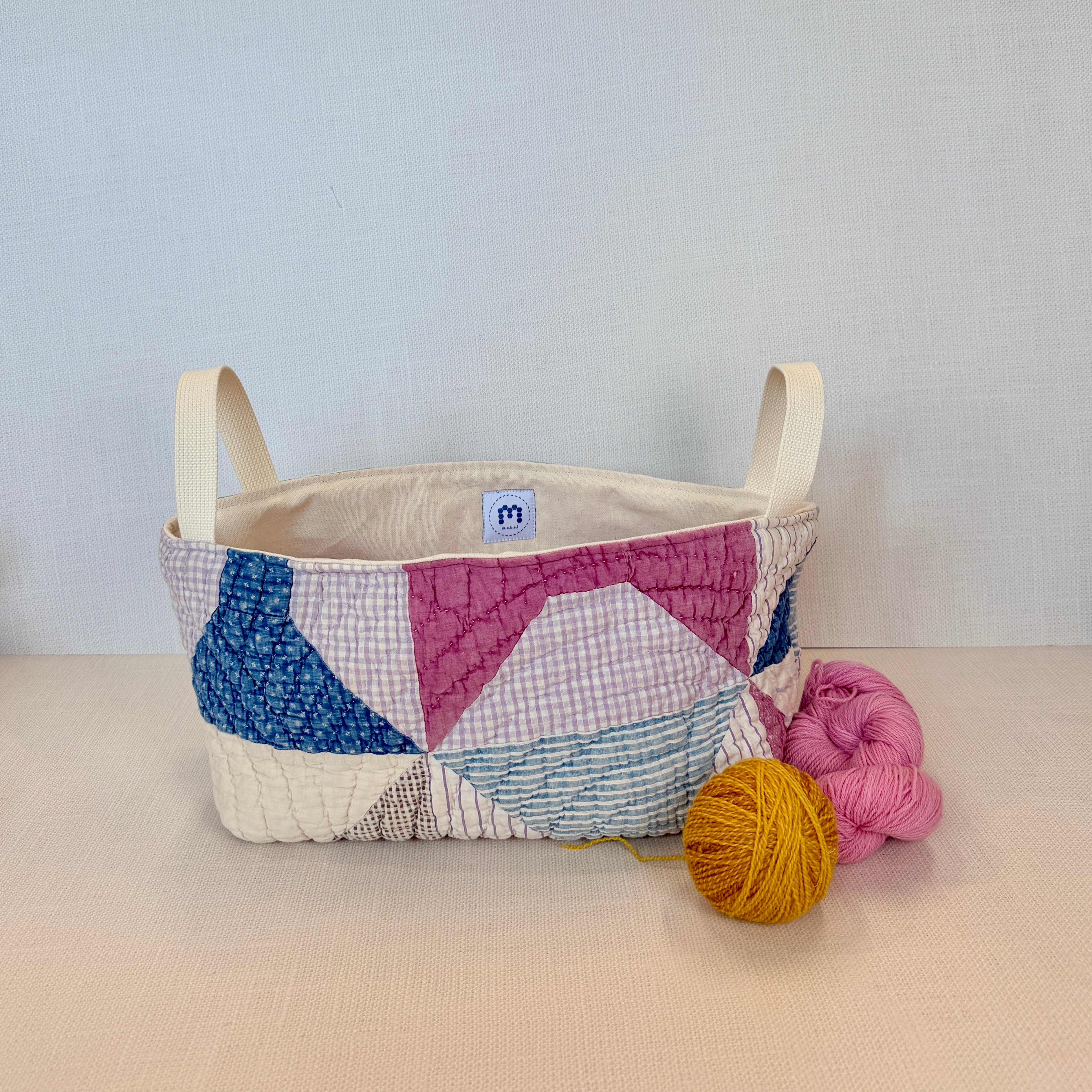 Quilt Basket (Indigo Bowties)