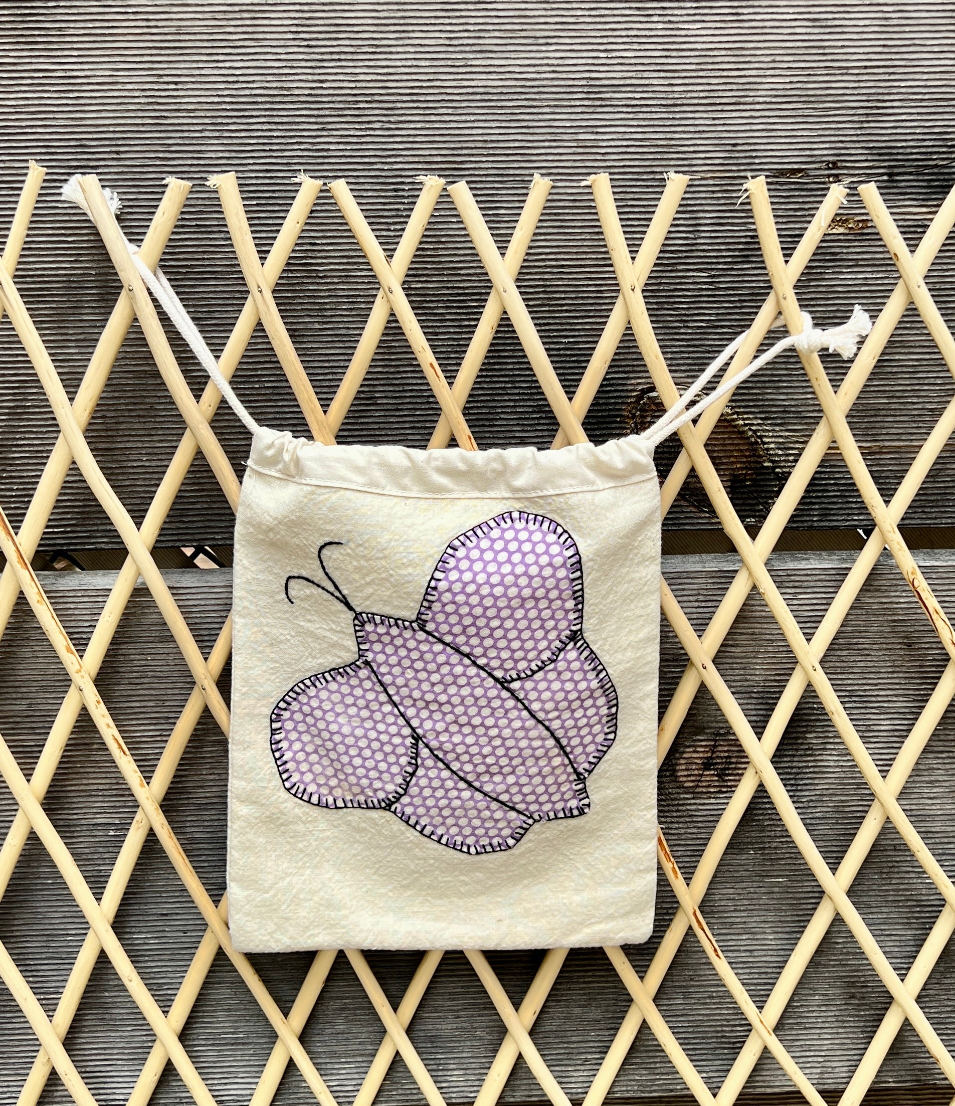 Butterfly Drawstring Bag (Purple Dots & Pink Floral)