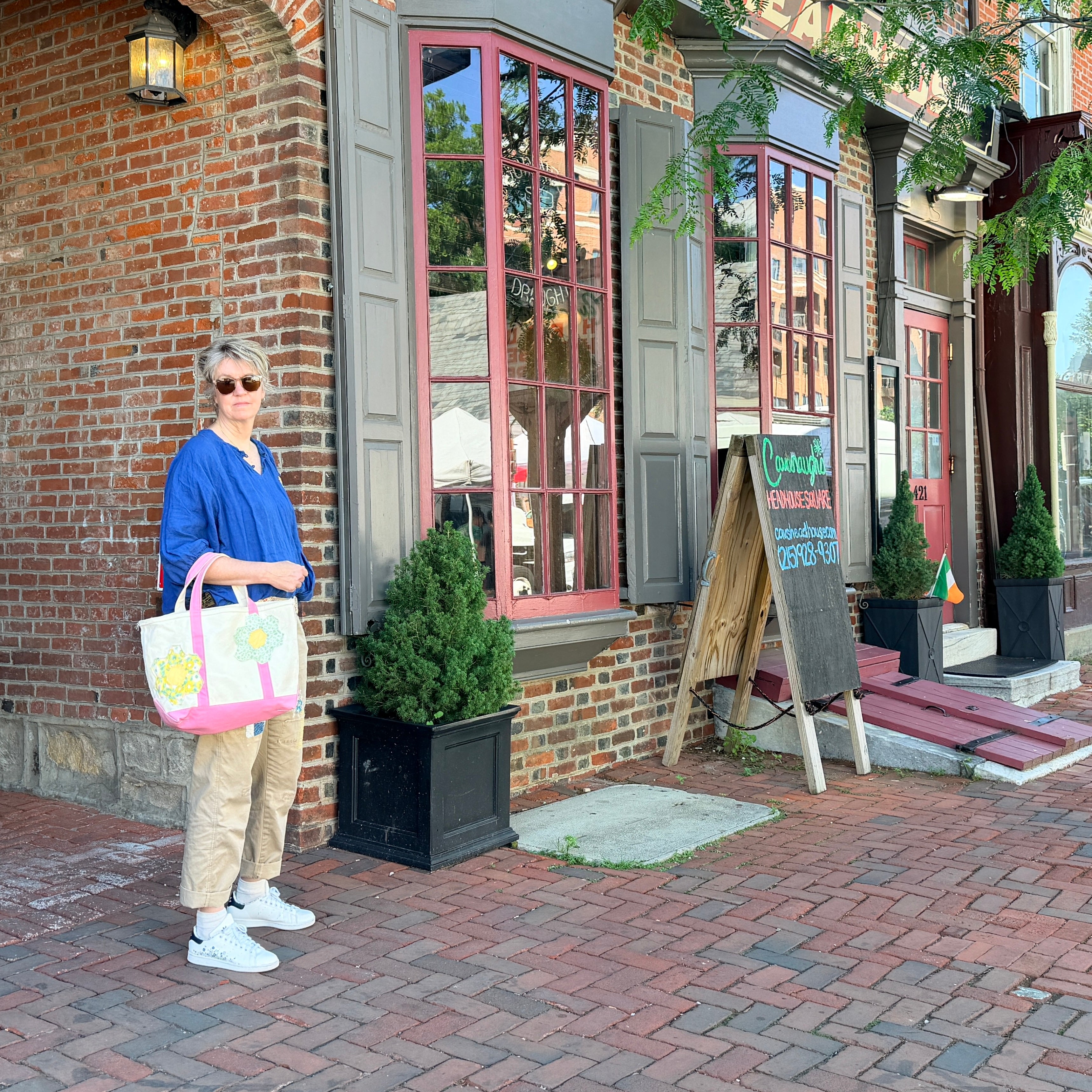 Salvaged Tote Medium (Short Pink Handles)