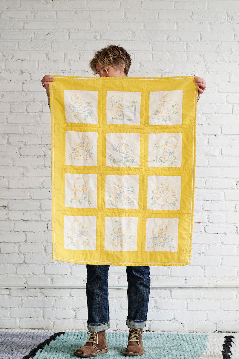 Baby Quilt (Embroidery with Yellow Sashing)