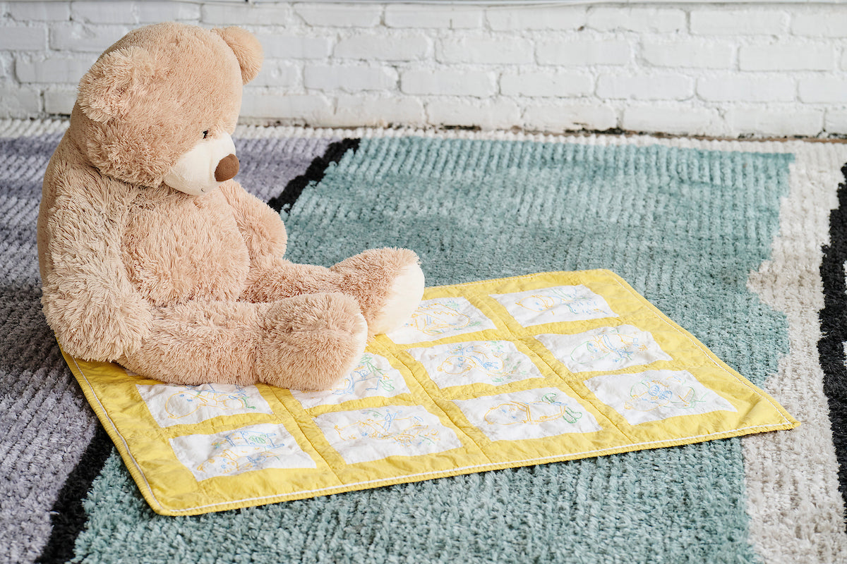 Baby Quilt (Embroidery with Yellow Sashing)