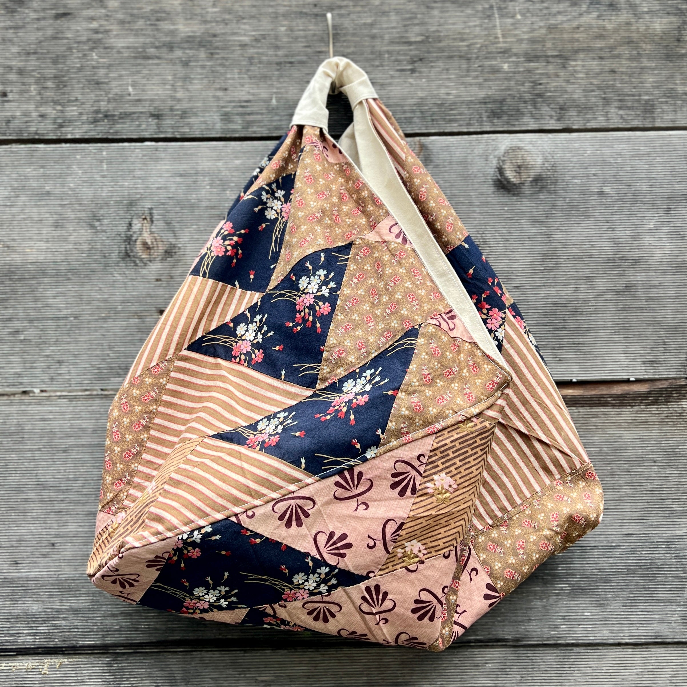 Origami Tote (Navy Flying Geese)