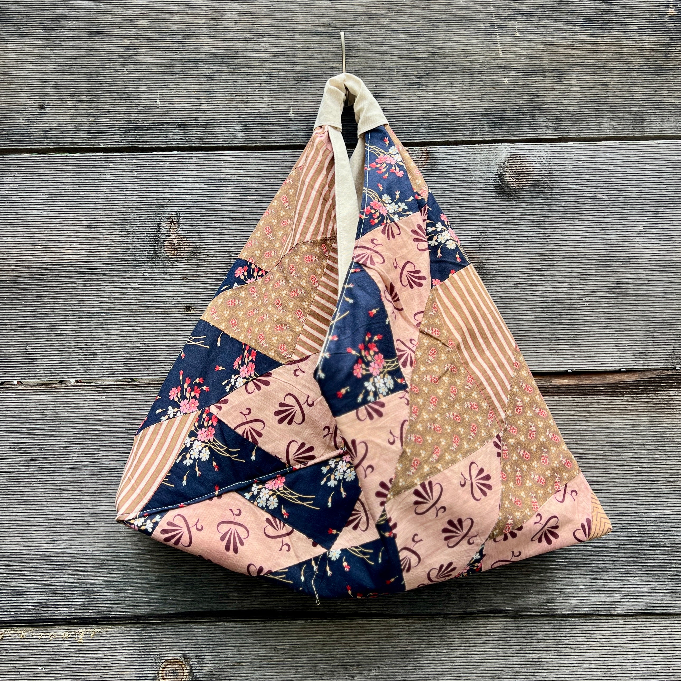 Origami Tote (Navy Flying Geese)