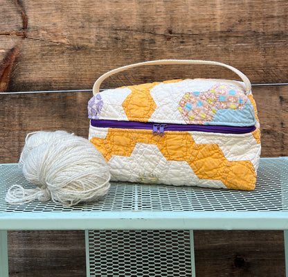 Quilt Box Bag (Grandma's Flower Garden with Orange)