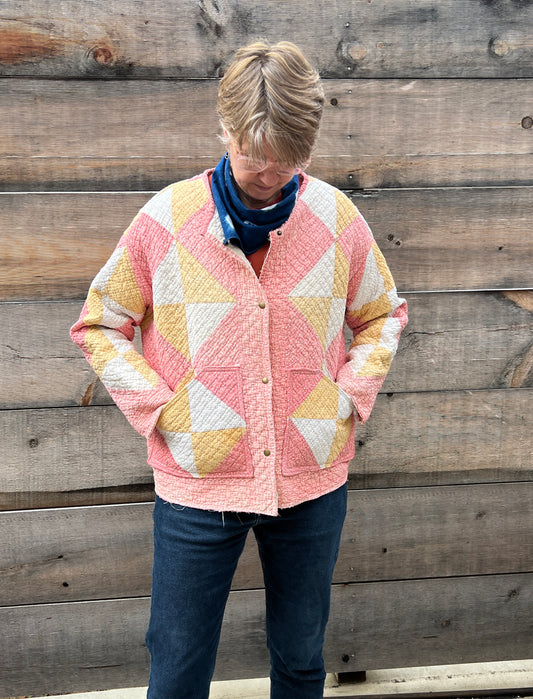 Quilt Coat (Pink & Yellow Squares in Squares)