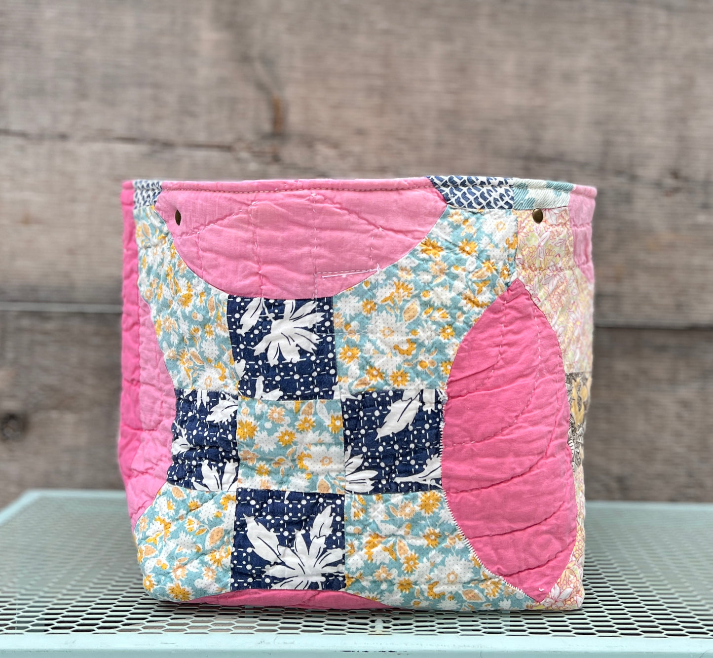 Quilt Bin (Pink Improved 9 Patch)