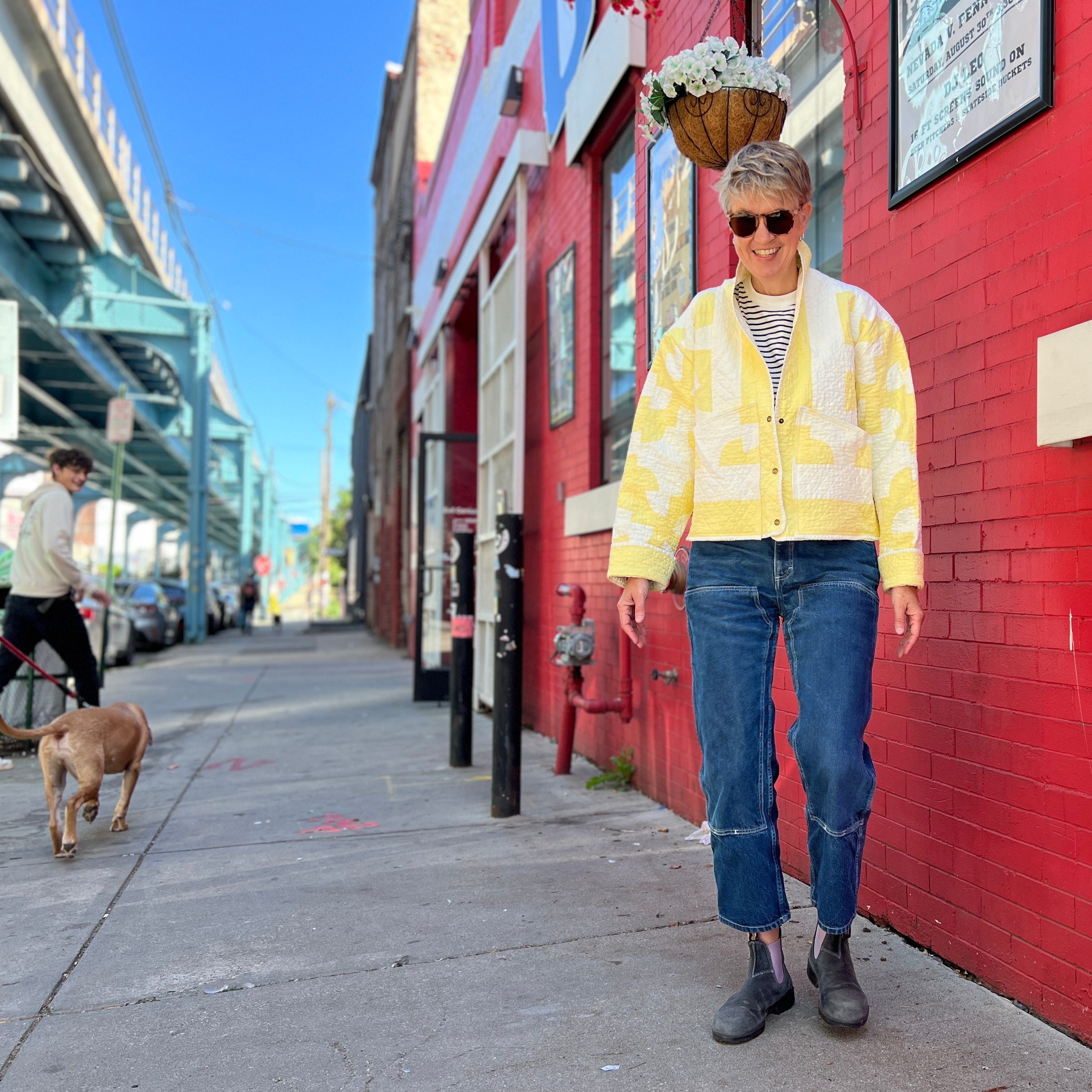 Shawl Collared Quilt Jacket (Yellow Drunkards Path)