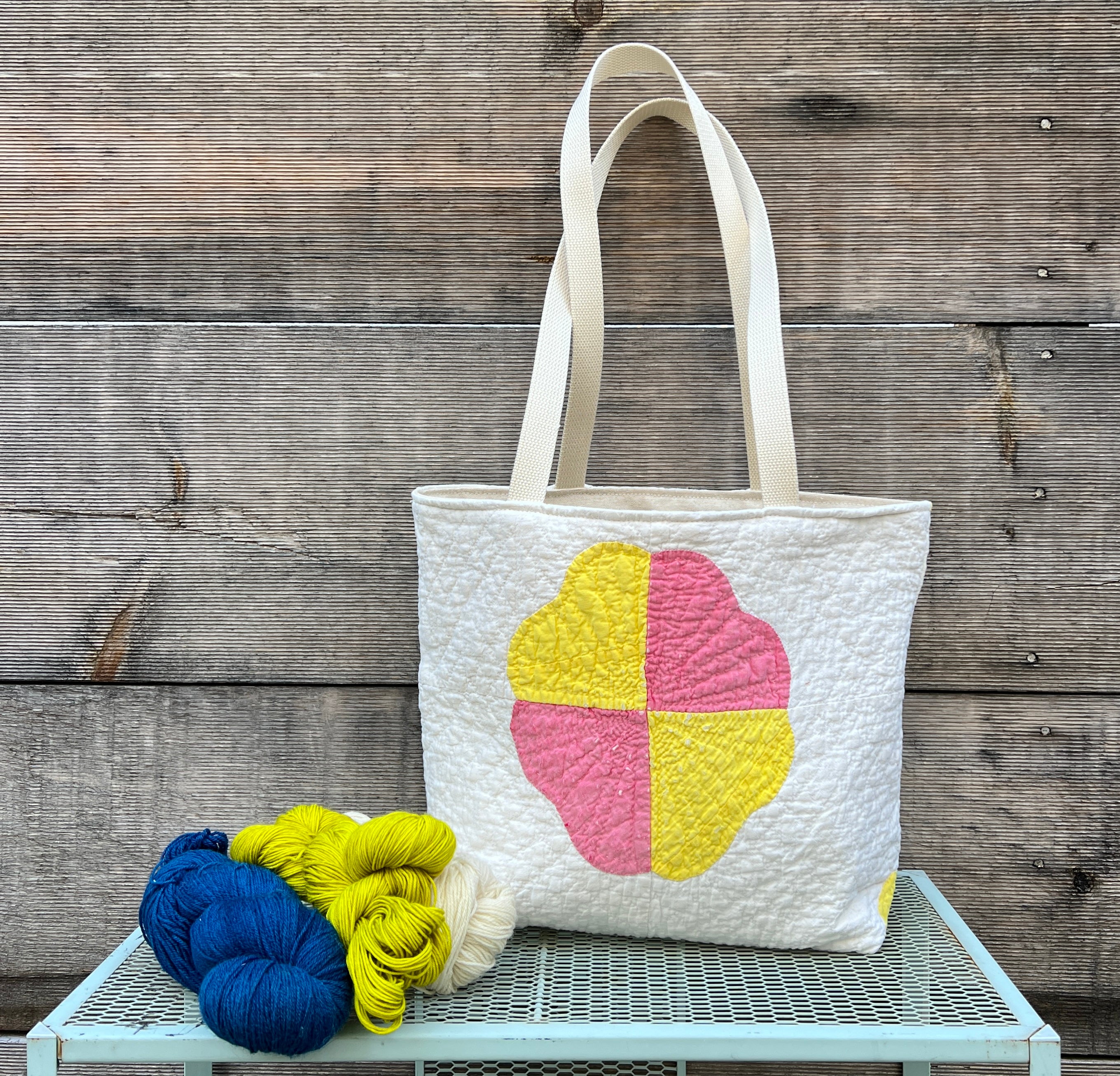 Simple Tote (Pink & Yellow Hearts)