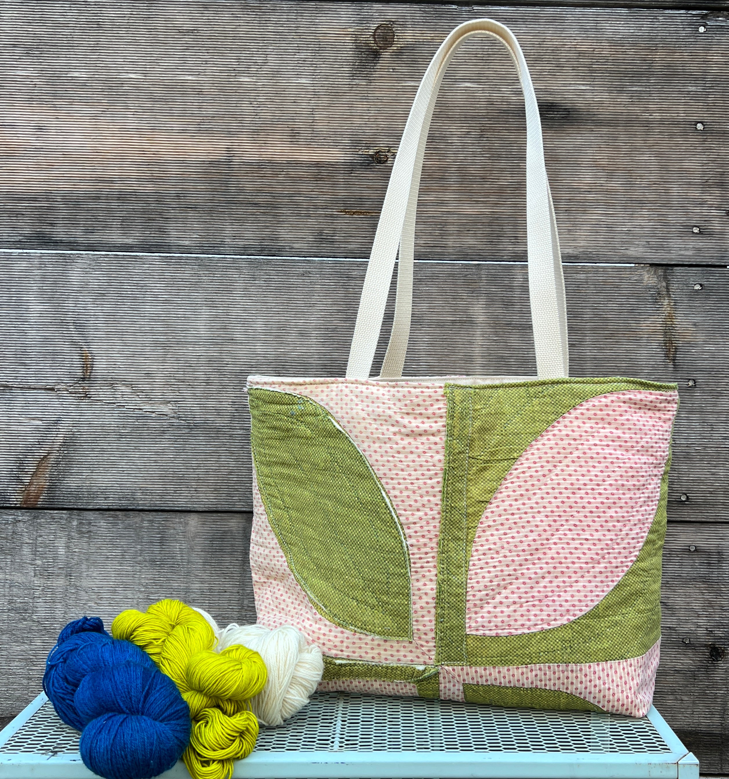 Simple Tote (Pink & Green Orange Peel)