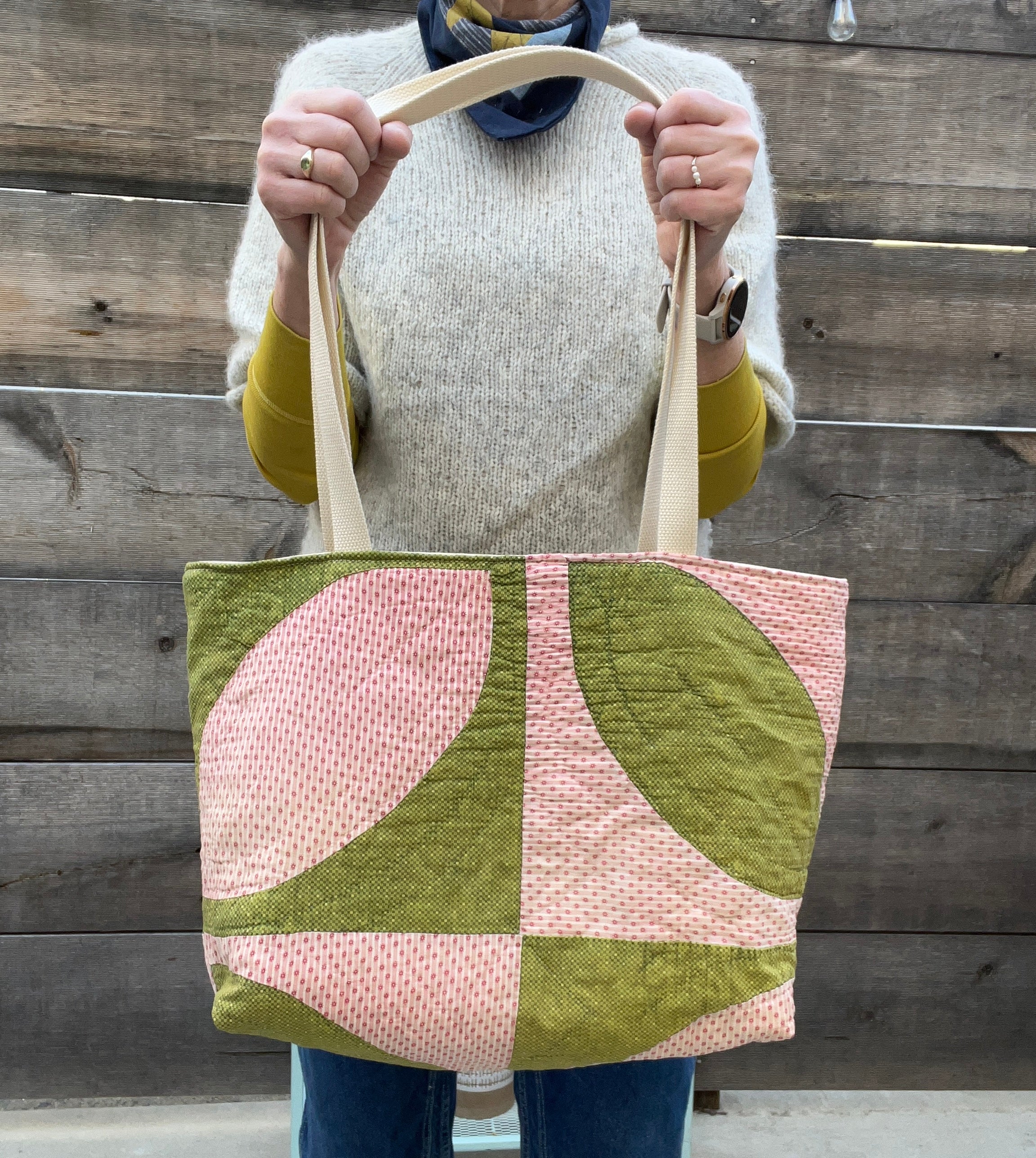 Simple Tote (Pink & Green Orange Peel)