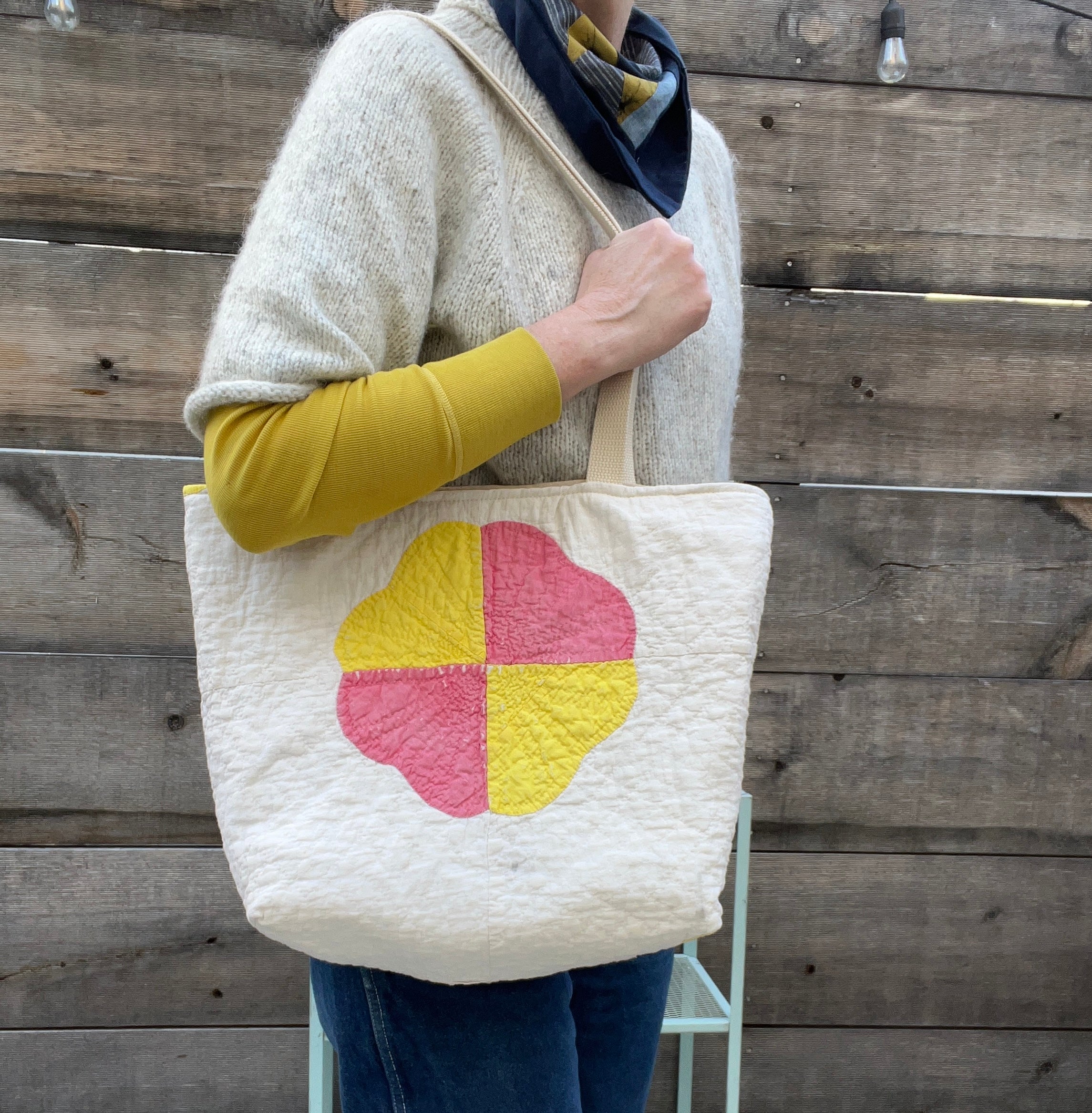 Simple Tote (Pink & Yellow Hearts)