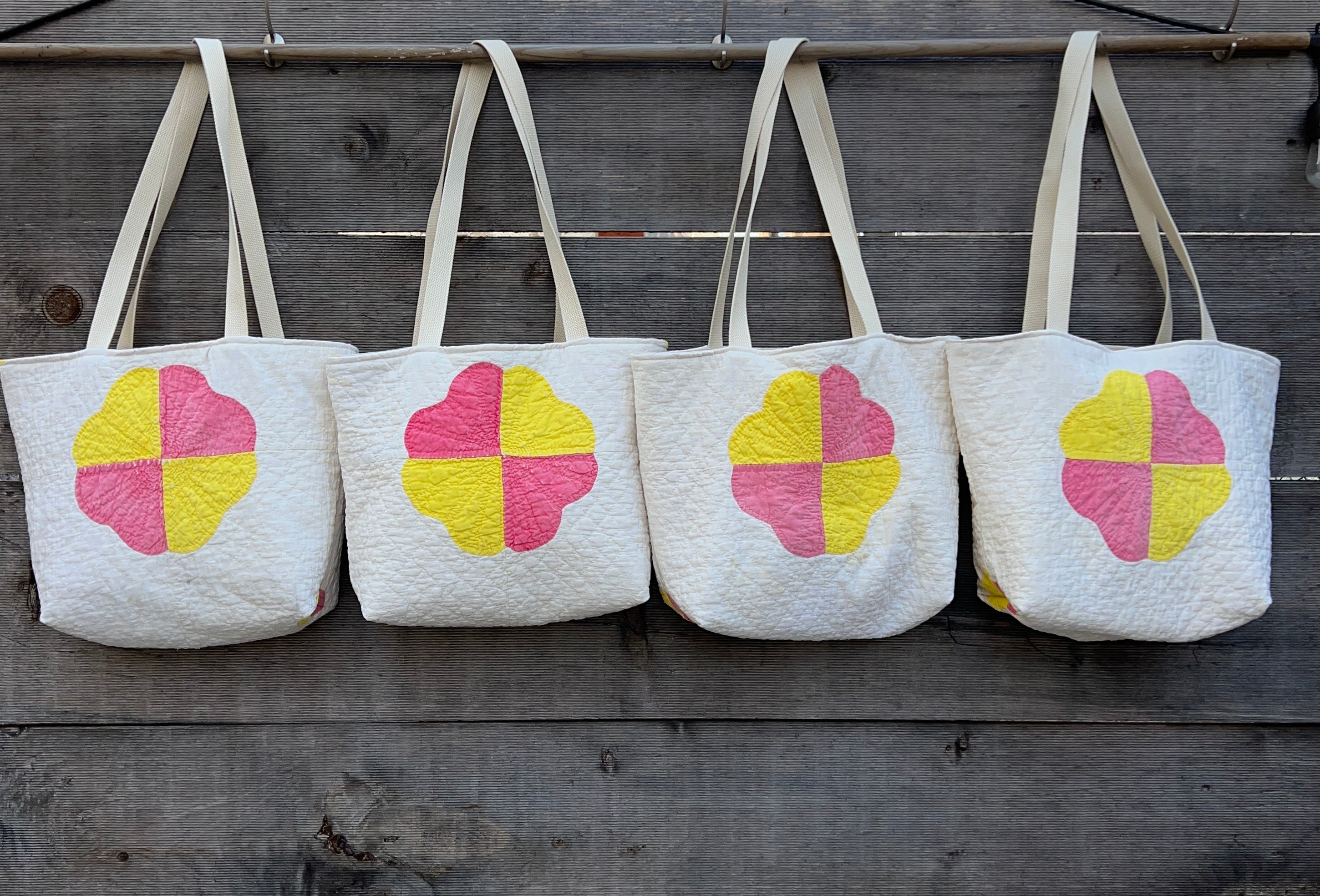 Simple Tote (Pink & Yellow Hearts)