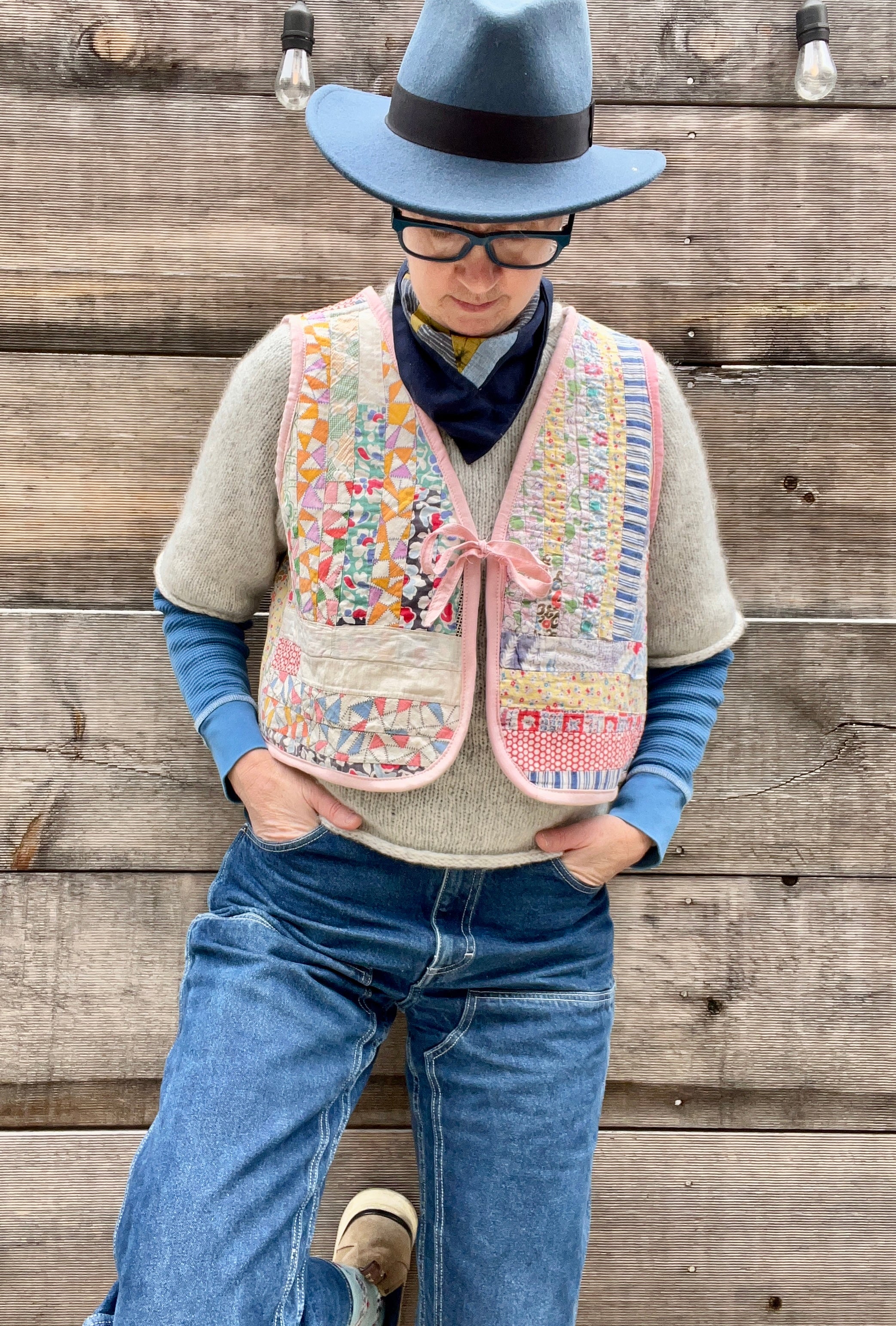 Tie Vest (Pink String Quilt)