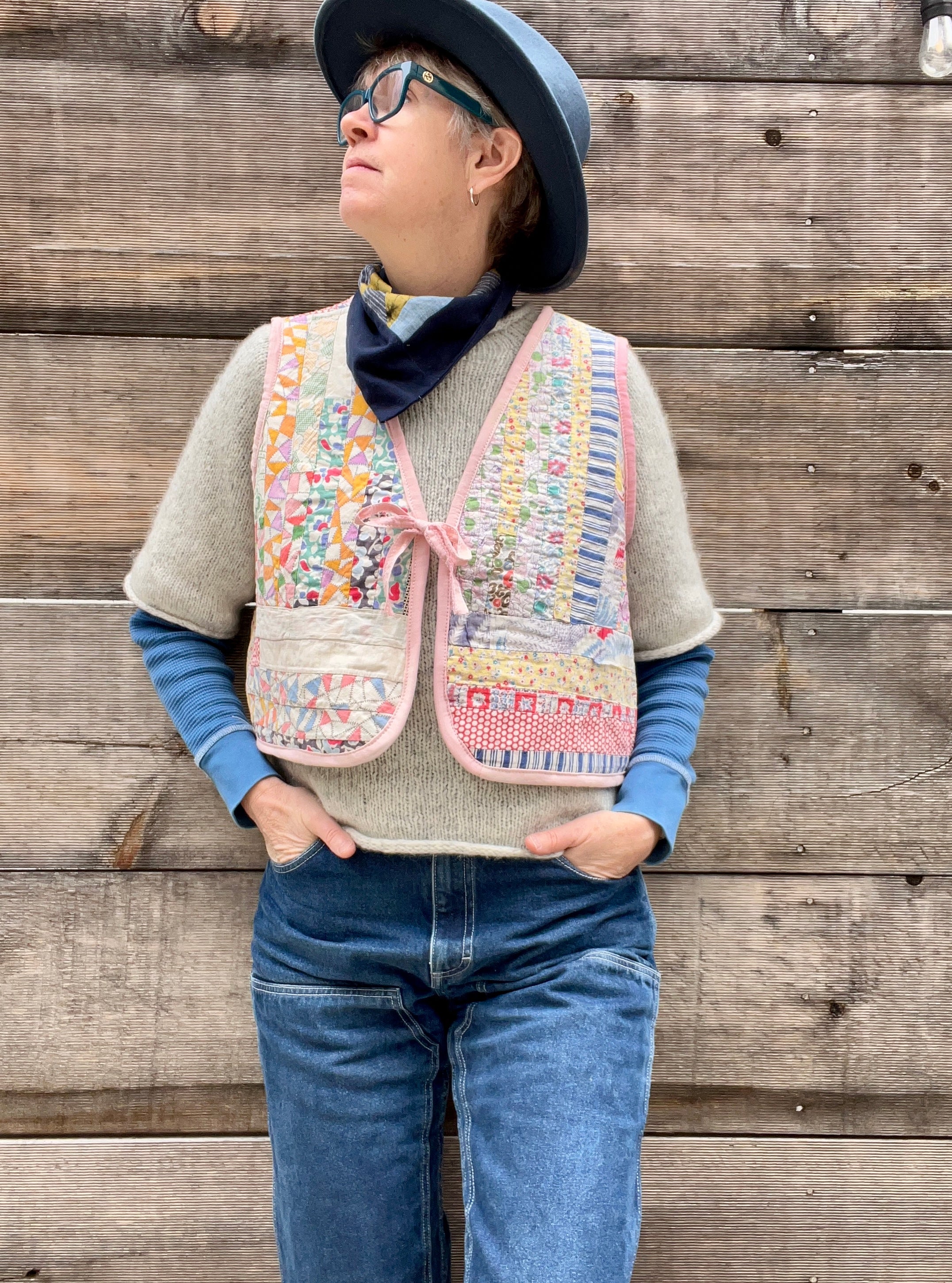 Tie Vest (Pink String Quilt)