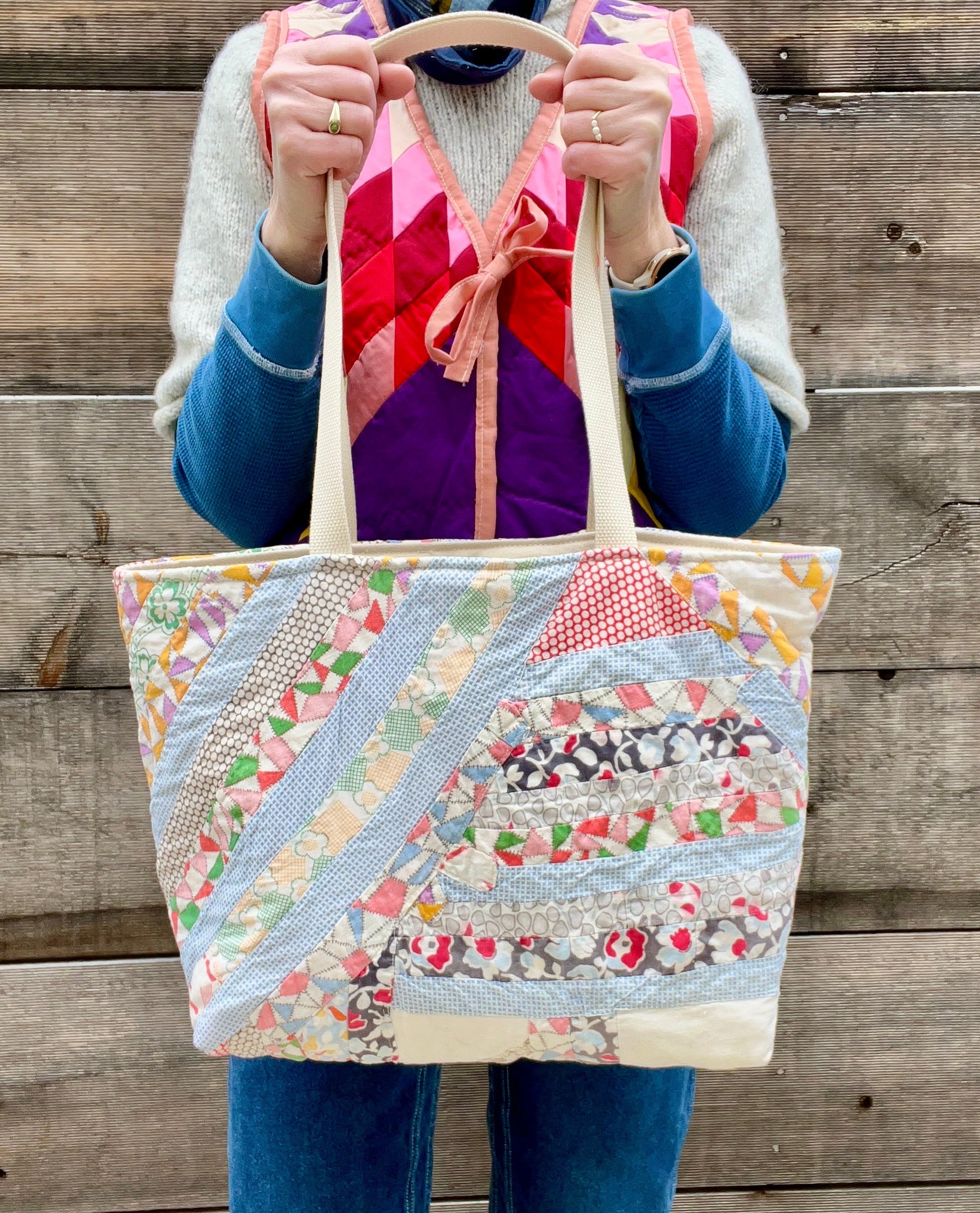 Simple Tote (Pink String Quilt)