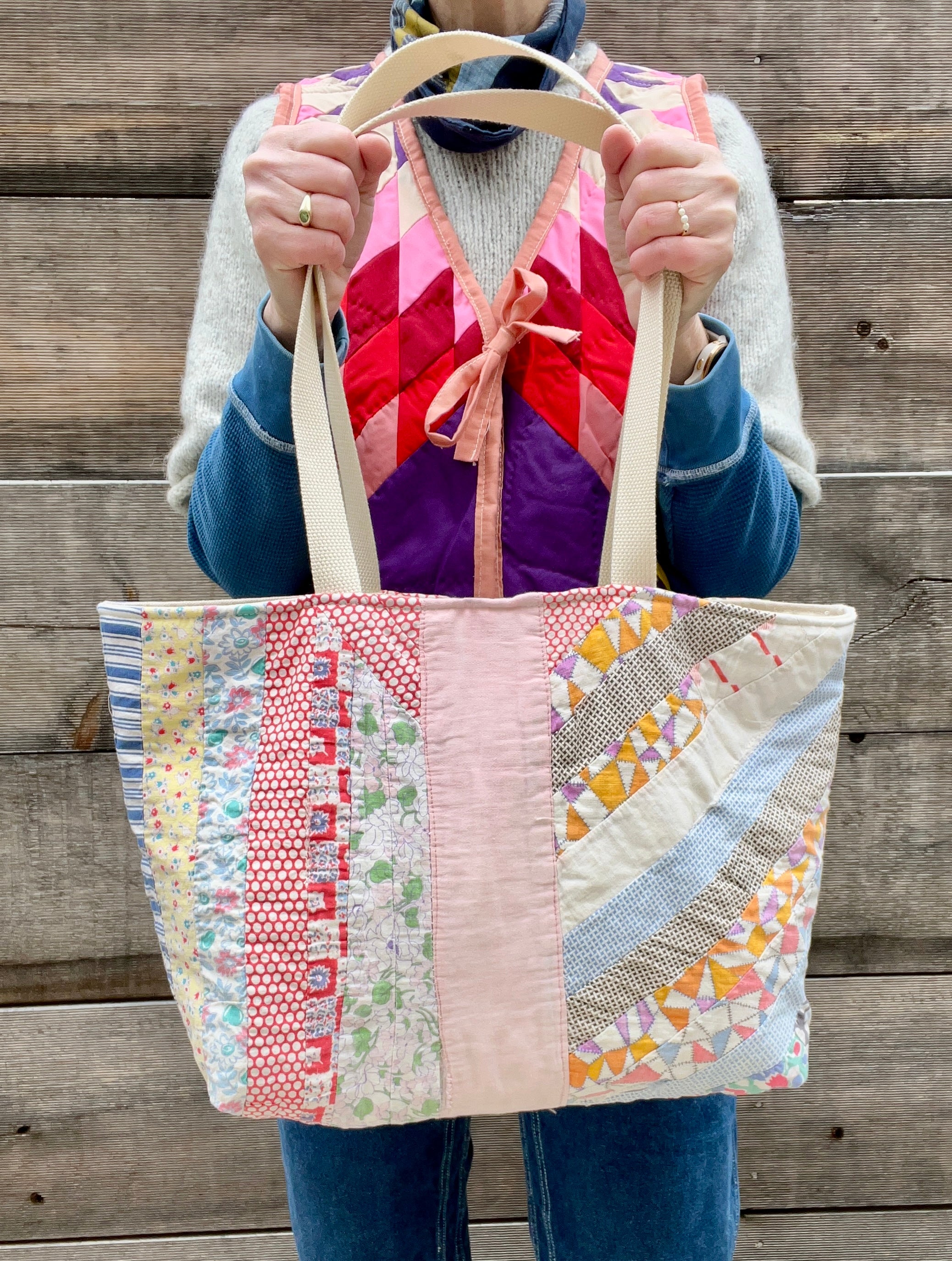 Simple Tote (Pink String Quilt)